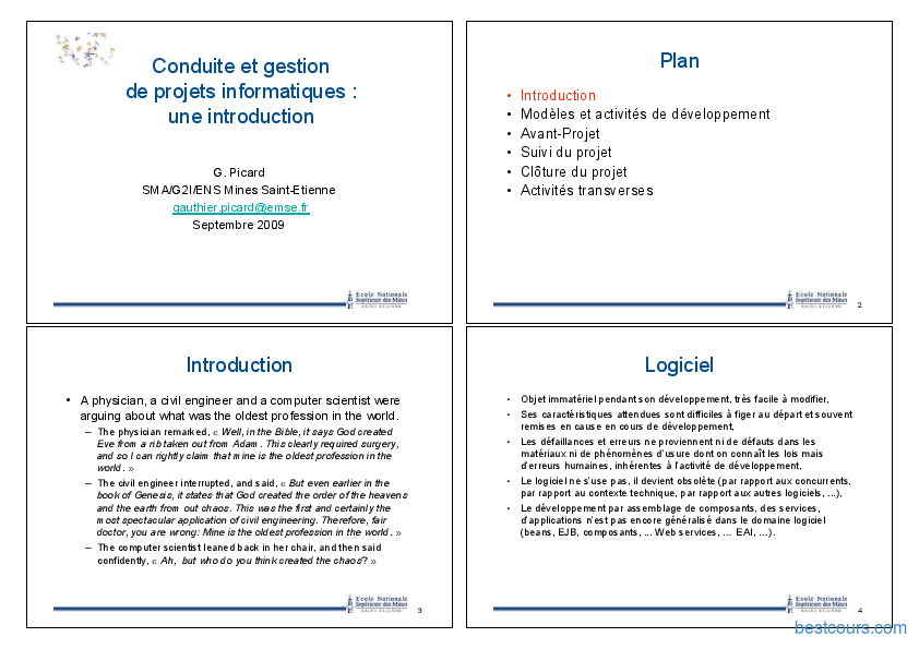 Cours de gestion de projet de développement pdf