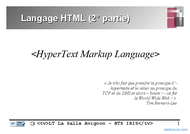 Tutoriel Langage HTML (2° partie) 1