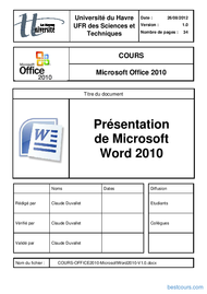 Tutoriel Présentation  de Microsoft  Word 2010 1