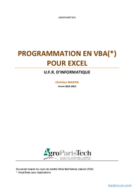 Tutoriel Programmation en VBA sous Excel 1