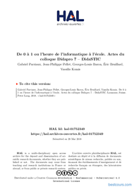 Tutoriel De 0 à 1 ou l’heure de l’informatique à l’école 1