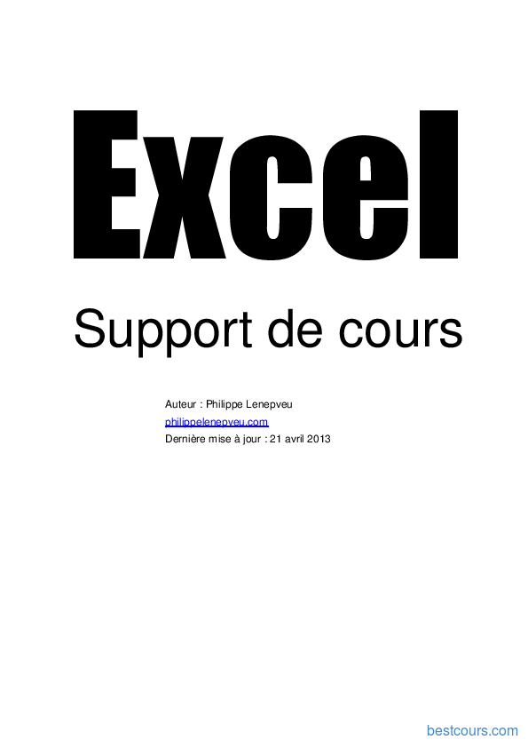 PDF Support de cours Excel cours et formation gratuit