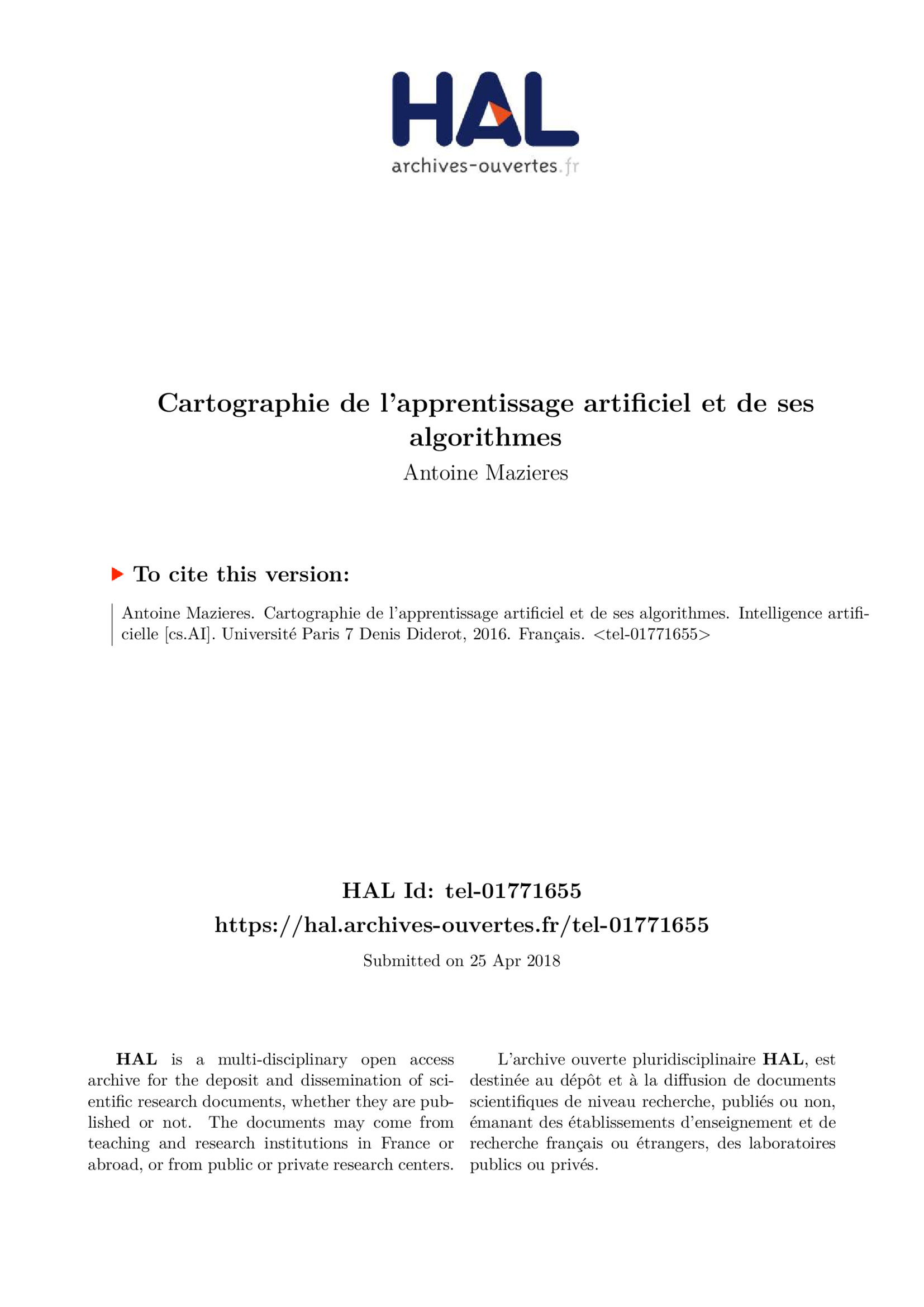 Aperçu : Cartographie de l’apprentissage artificiel et de ses algorithmes