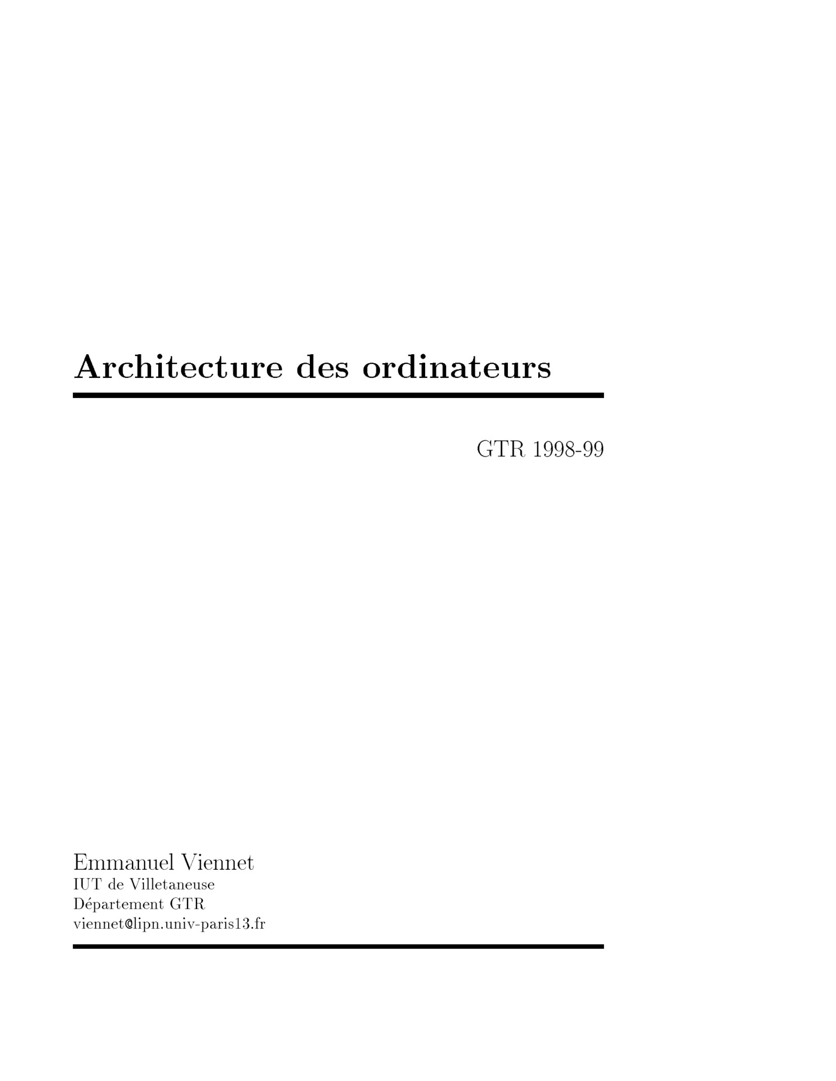 Aperçu : Architecture des ordinateurs