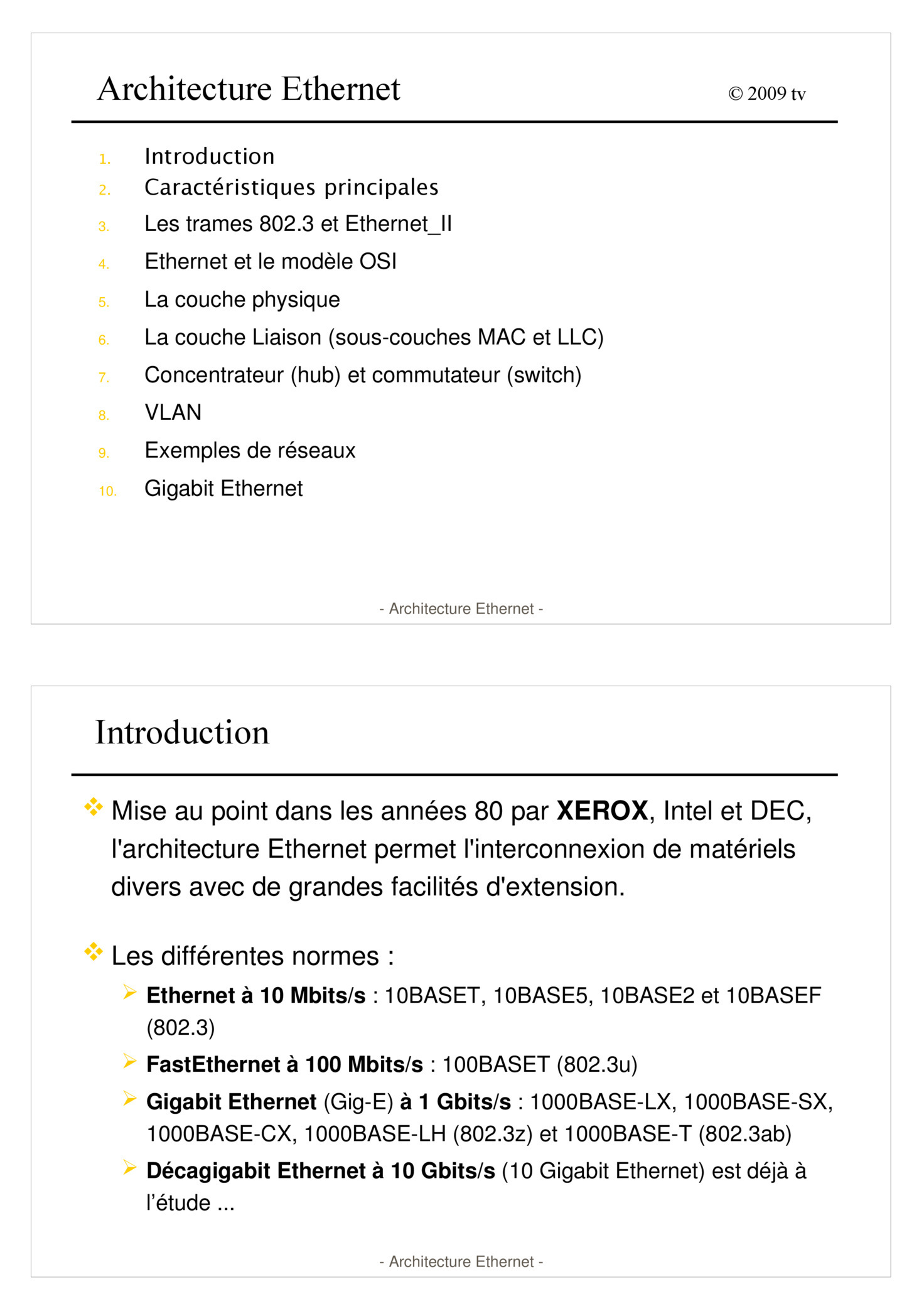 Aperçu : Architecture Ethernet