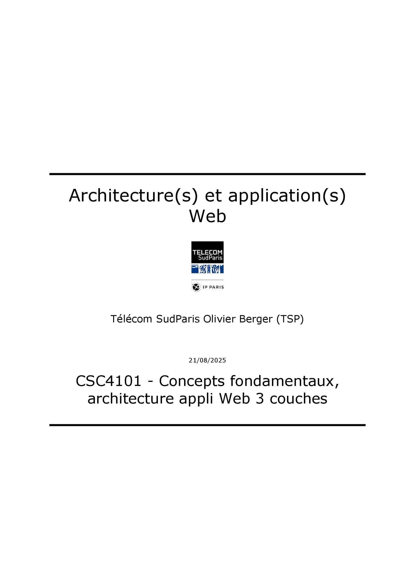 Aperçu : Architectures et applications Web