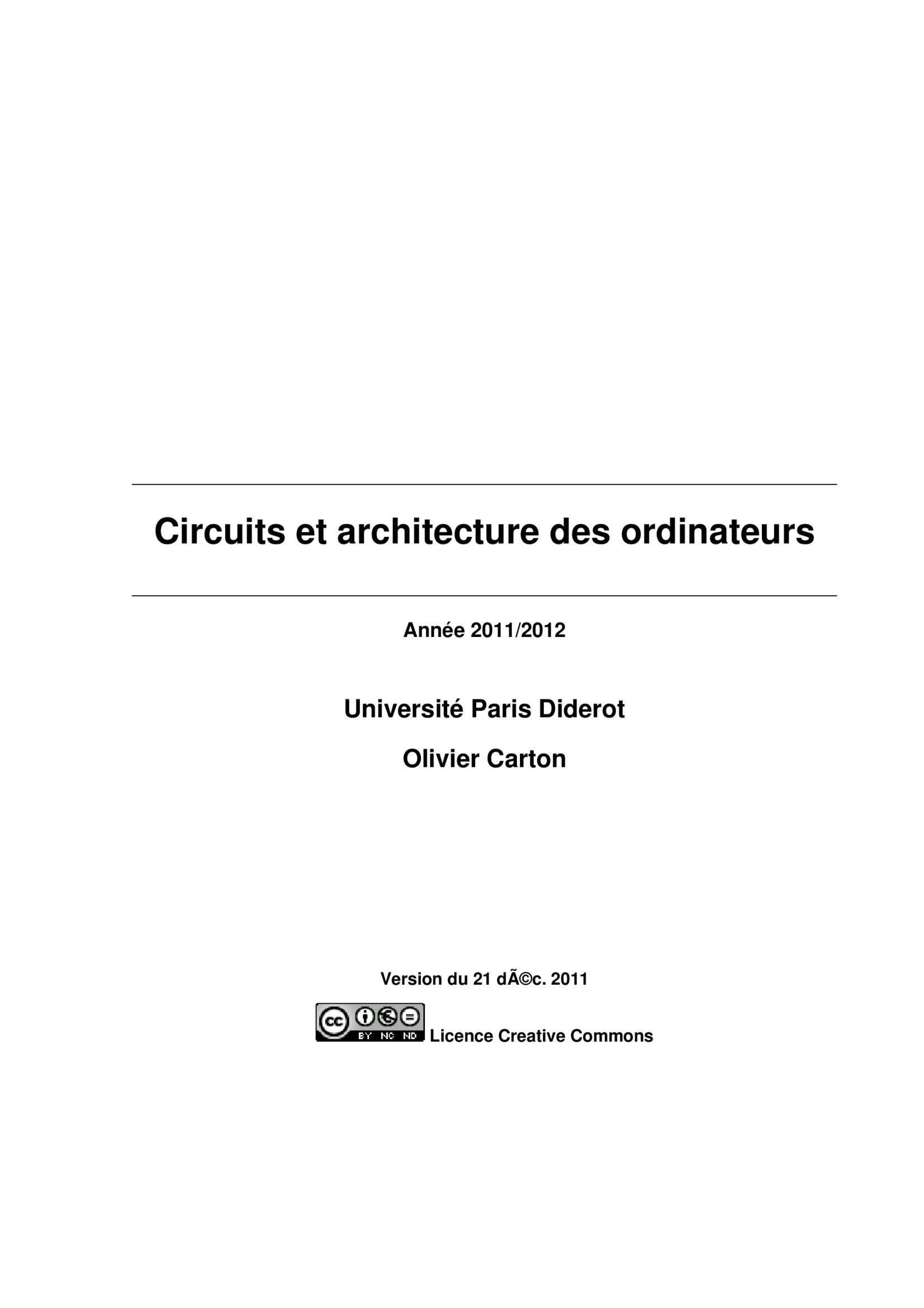 Aperçu : Circuits et architecture des ordinateurs