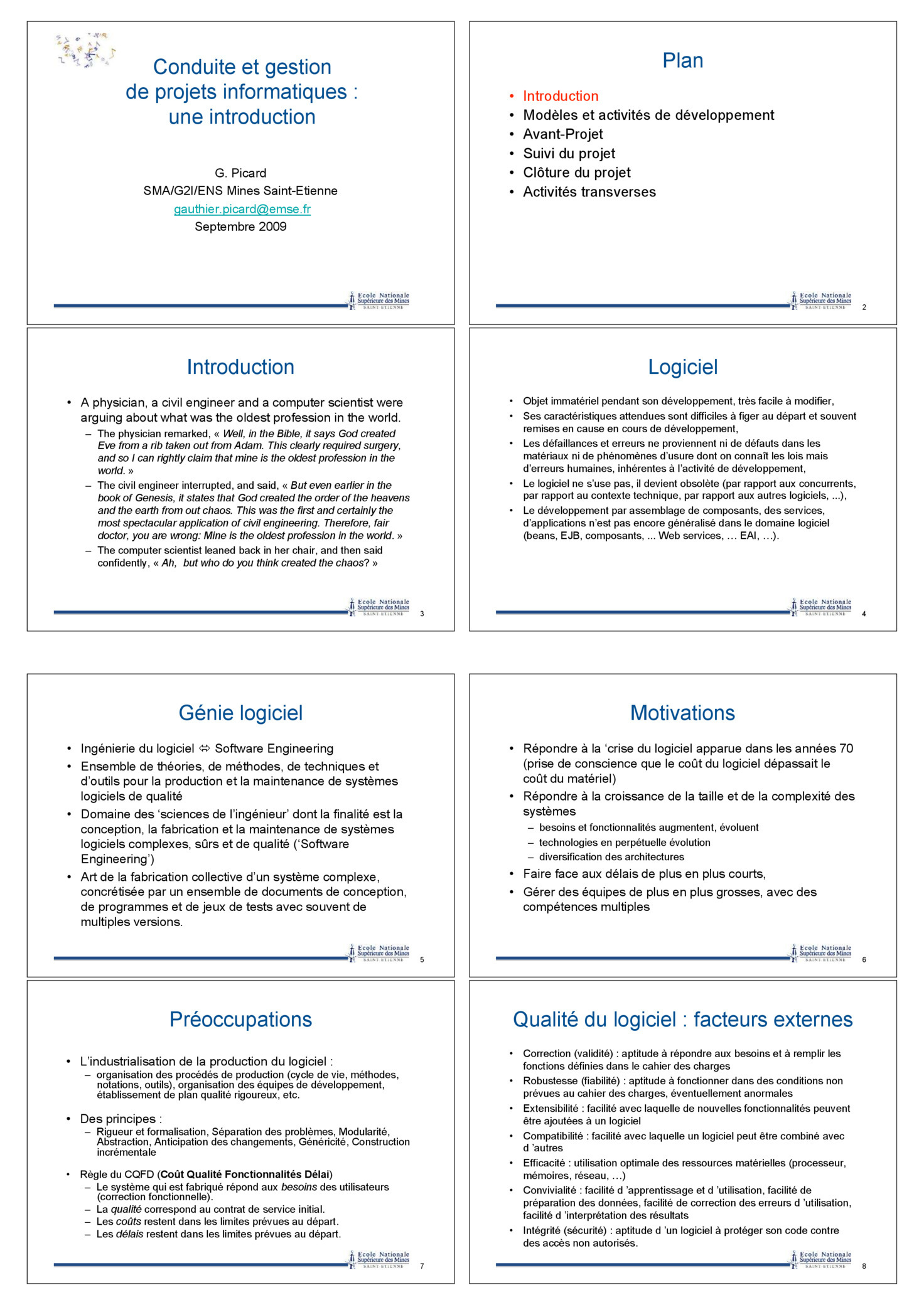 Aperçu : Conduite et gestion de projets informatiques