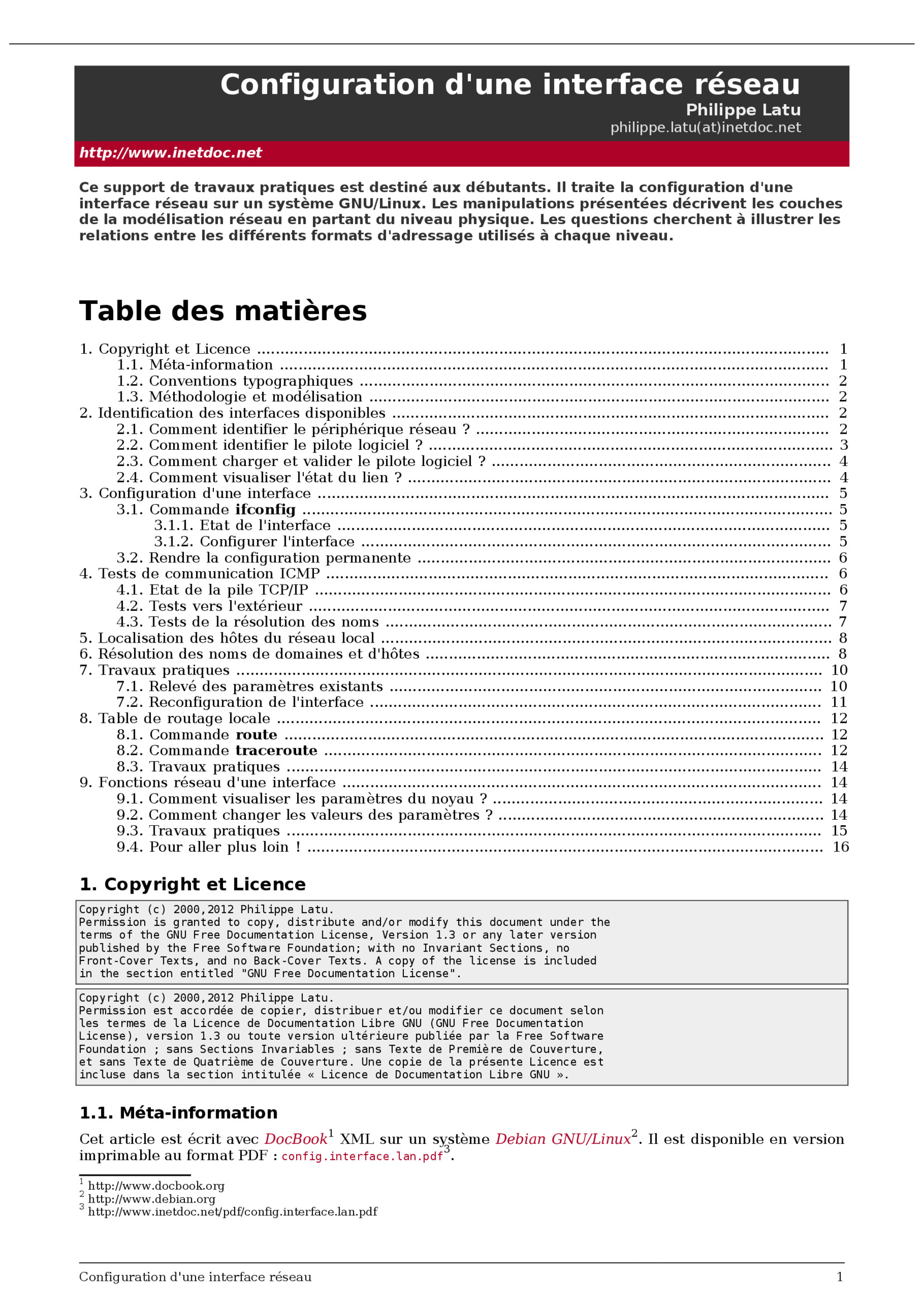 Aperçu : Configuration d'une interface réseau