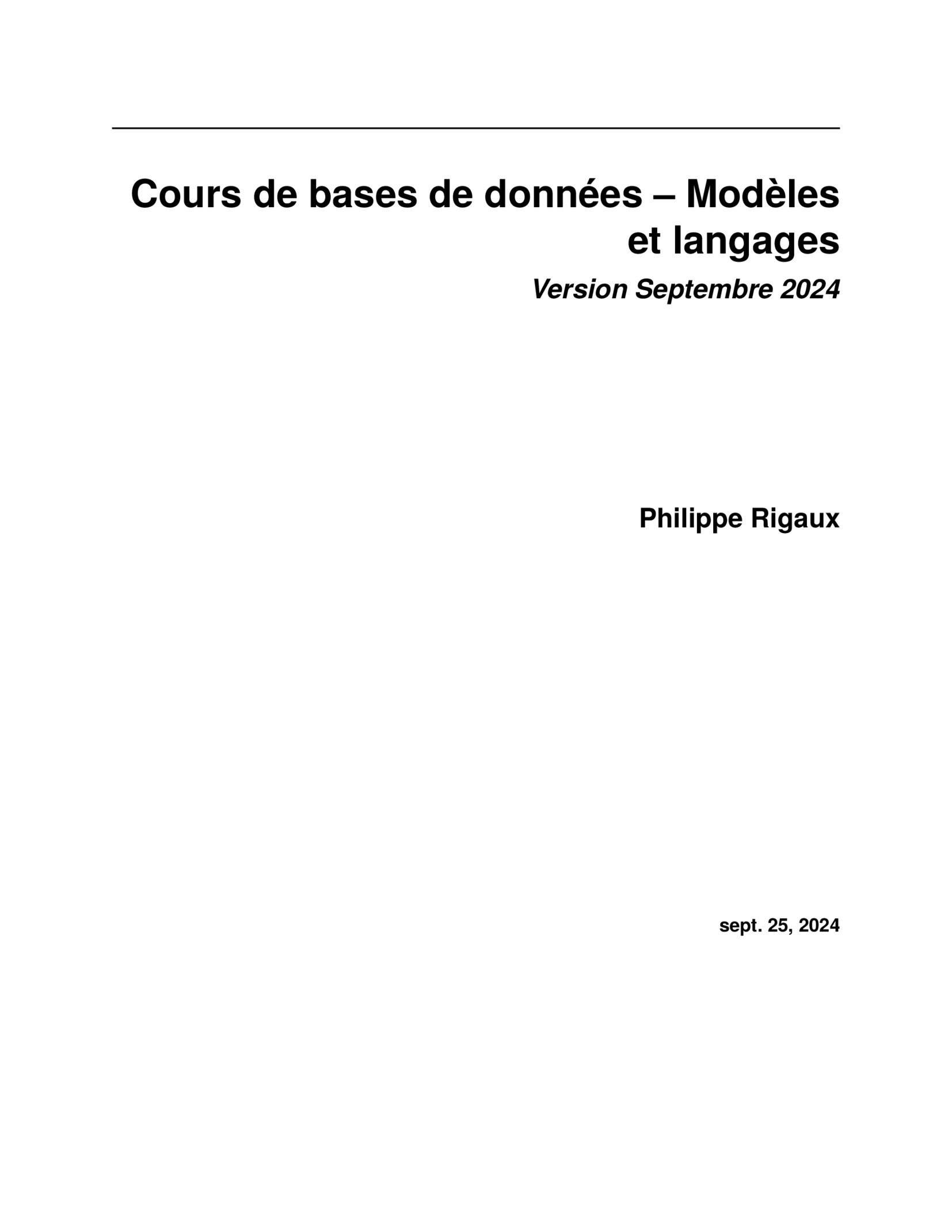 Aperçu : Cours de bases de données – Modèles et langages
