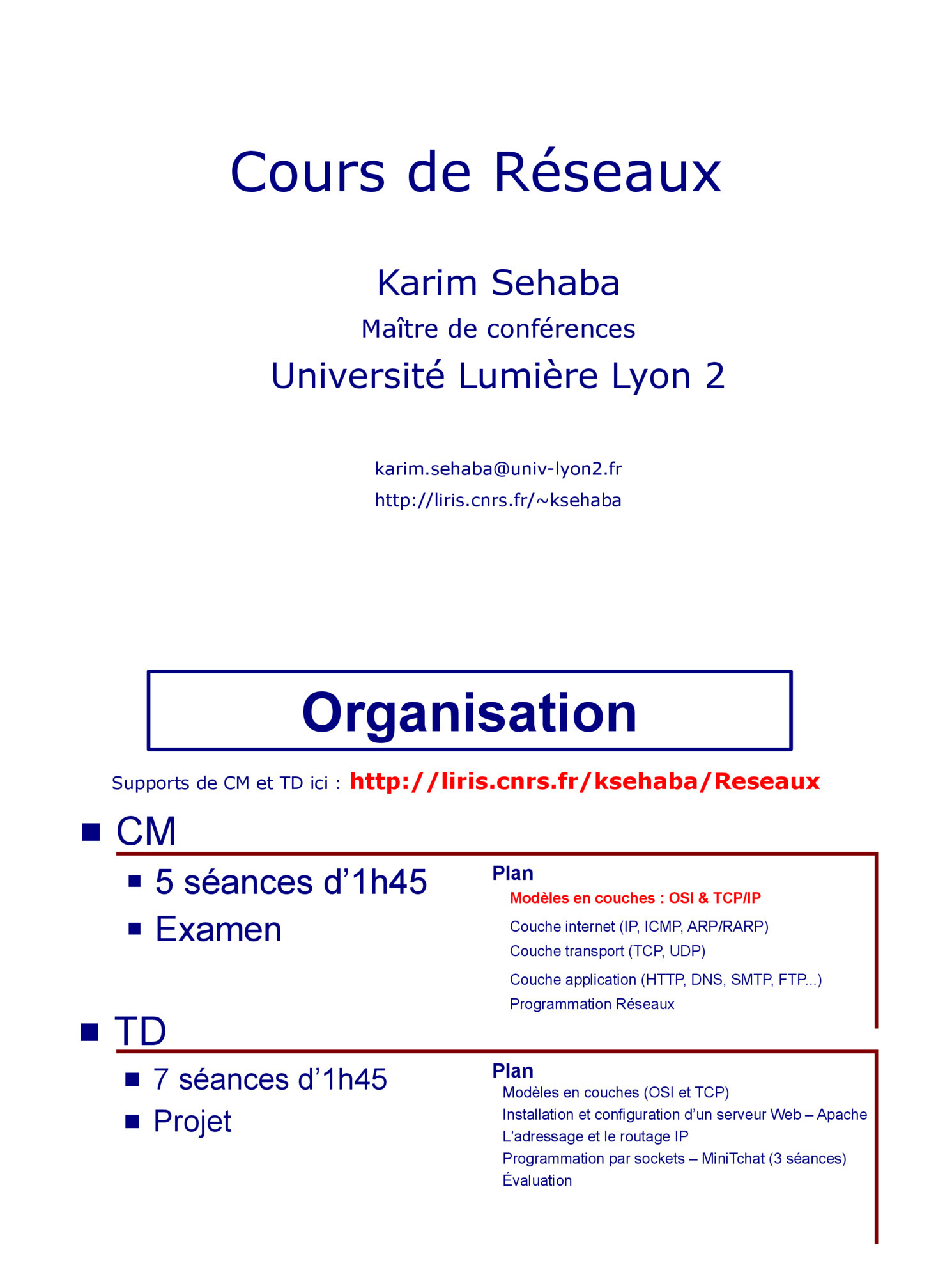 Aperçu : Cours de Réseaux