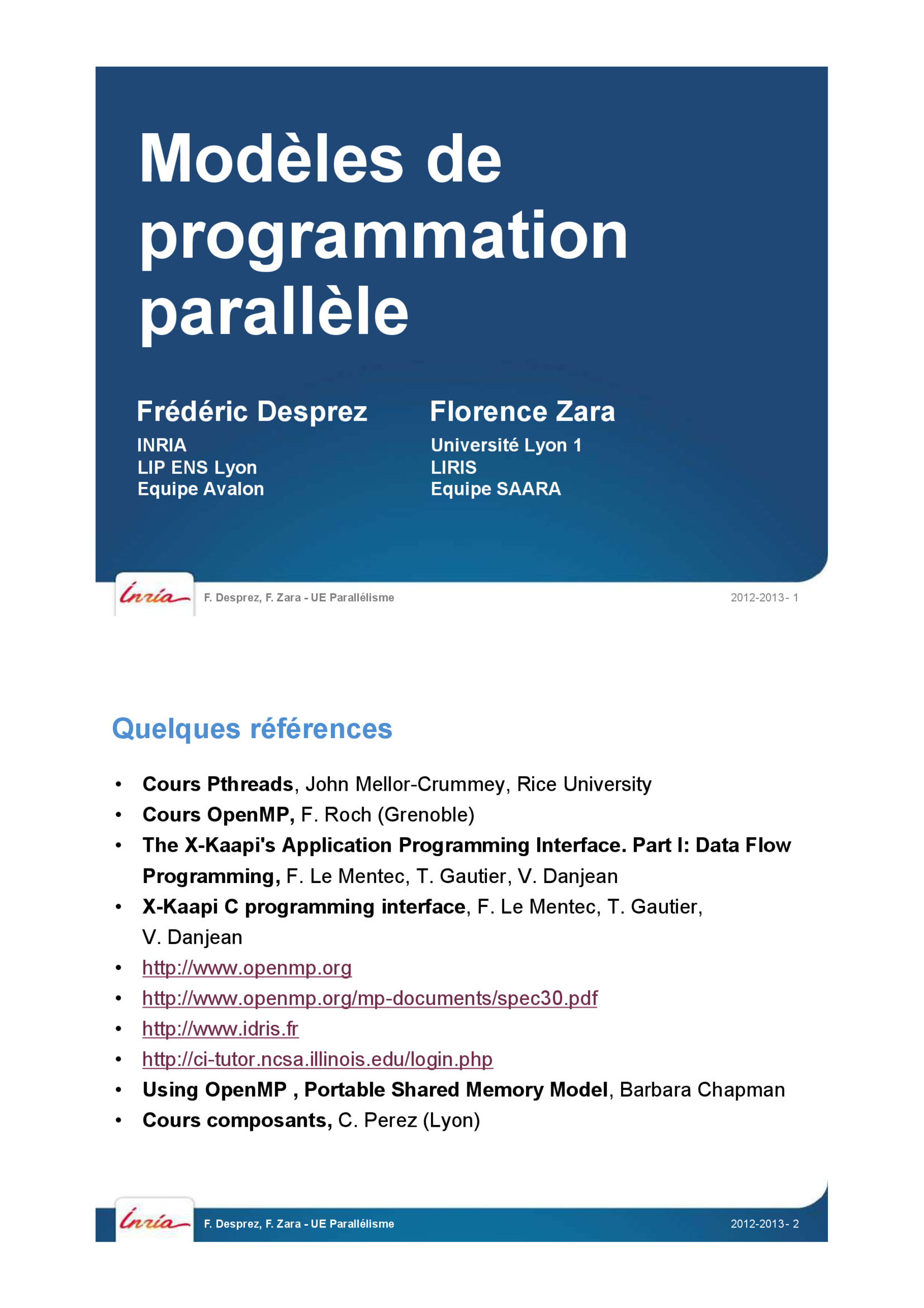 Aperçu : Programmation parallèle