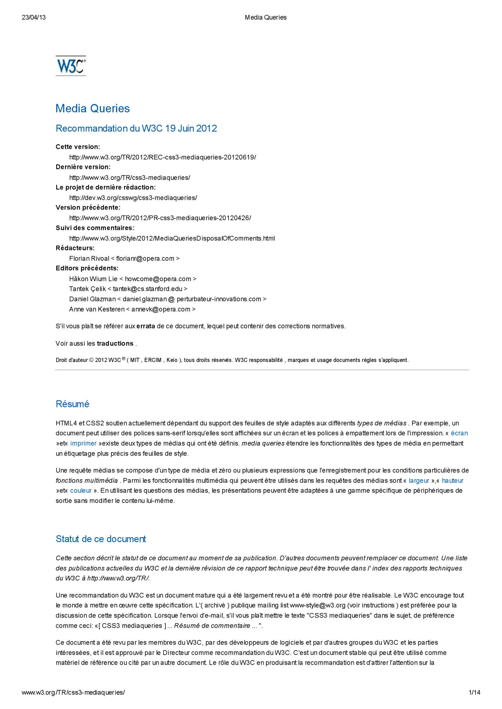 Aperçu : Media Queries