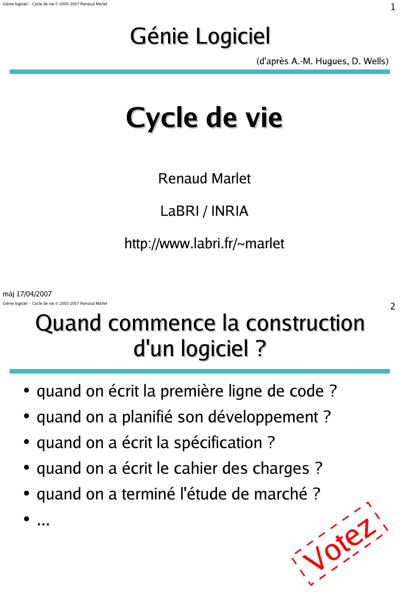 Aperçu : Cycle de vie du logiciel