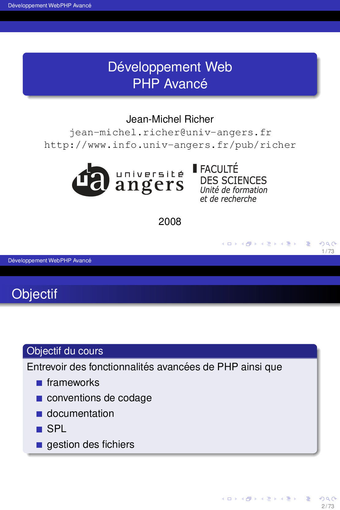 Aperçu : Developpement Web PHP Avancé