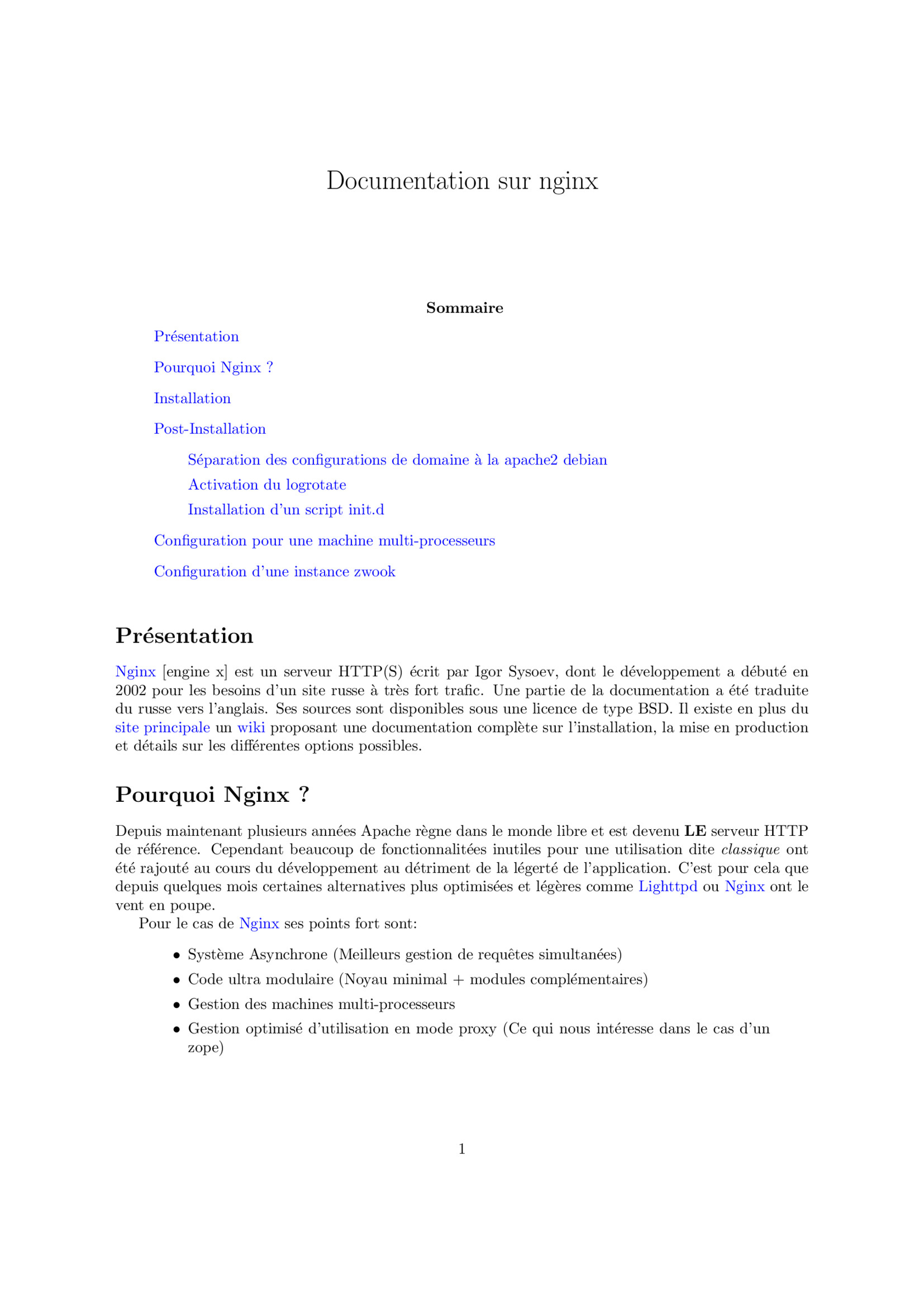 Aperçu : Documentation sur nginx