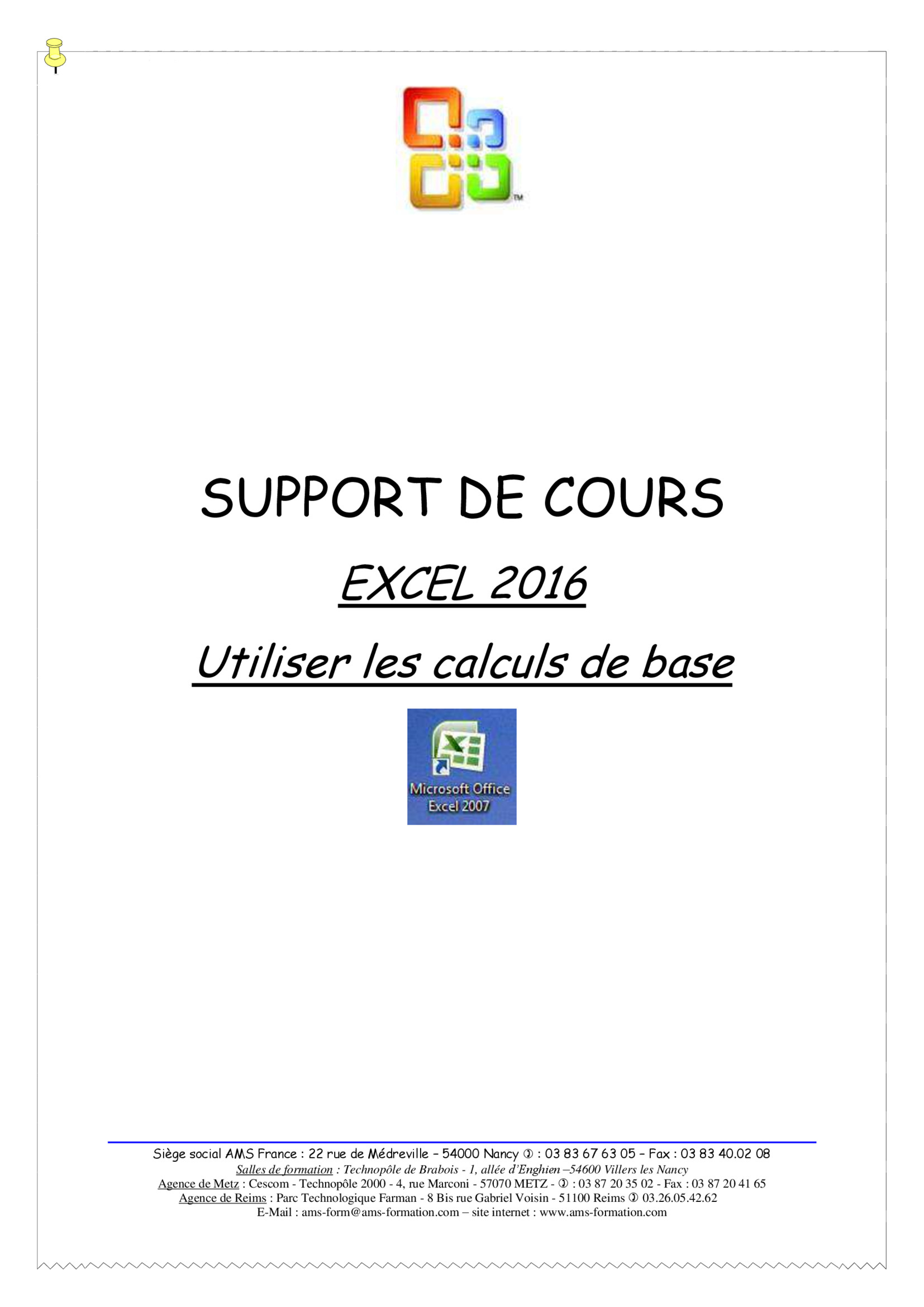 Aperçu : Excel 2016 Utiliser les calculs de base