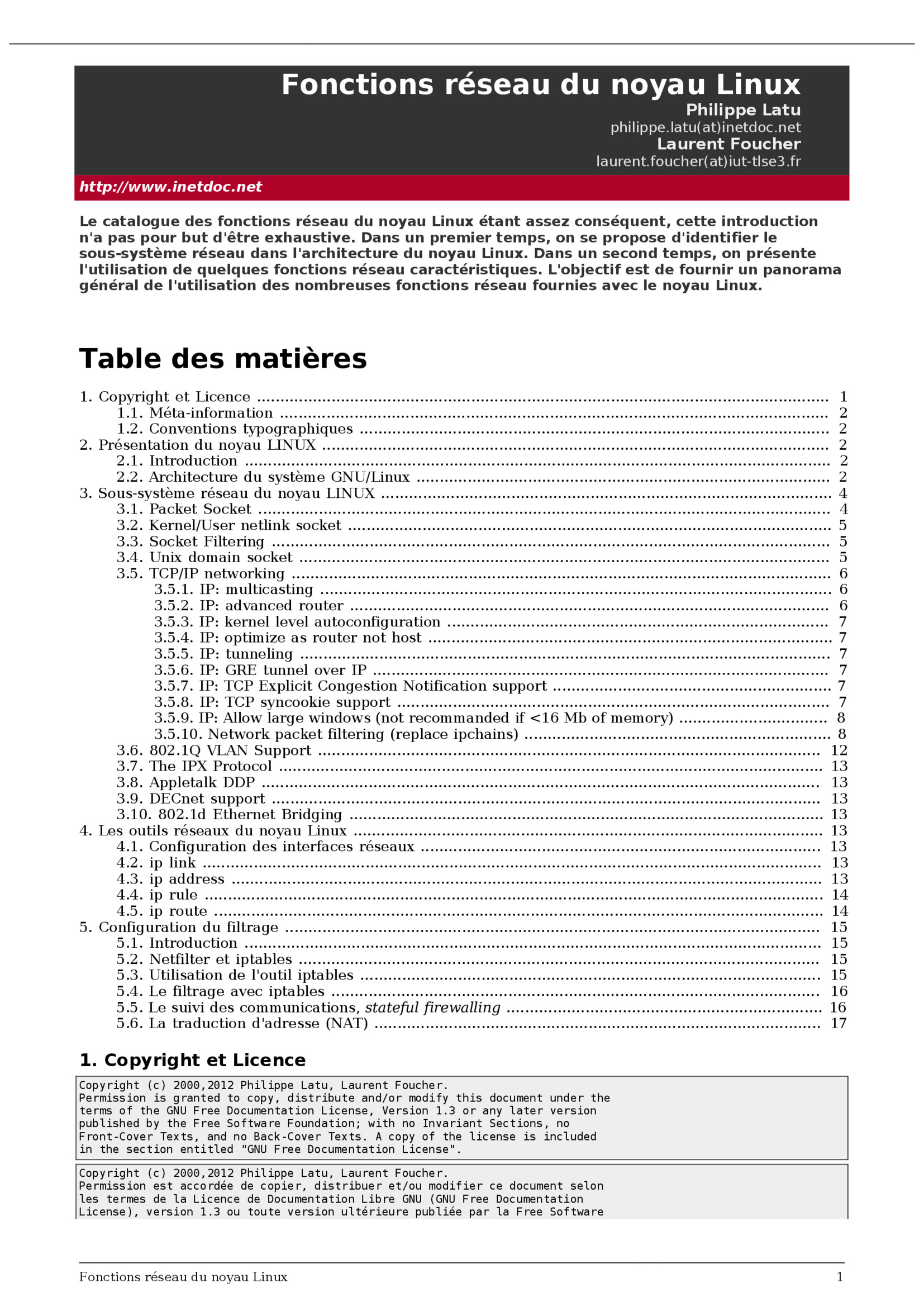 Aperçu : Fonctions réseau du noyau Linux