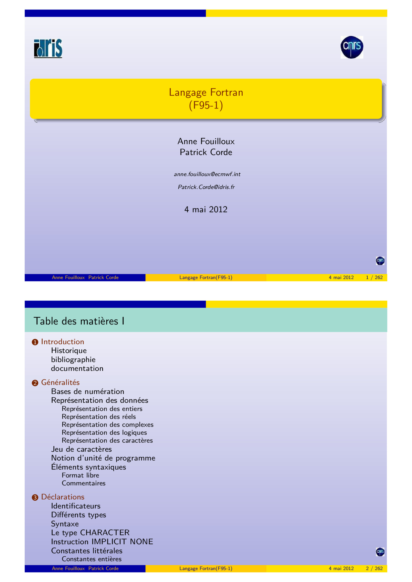 Aperçu : Langage Fortran