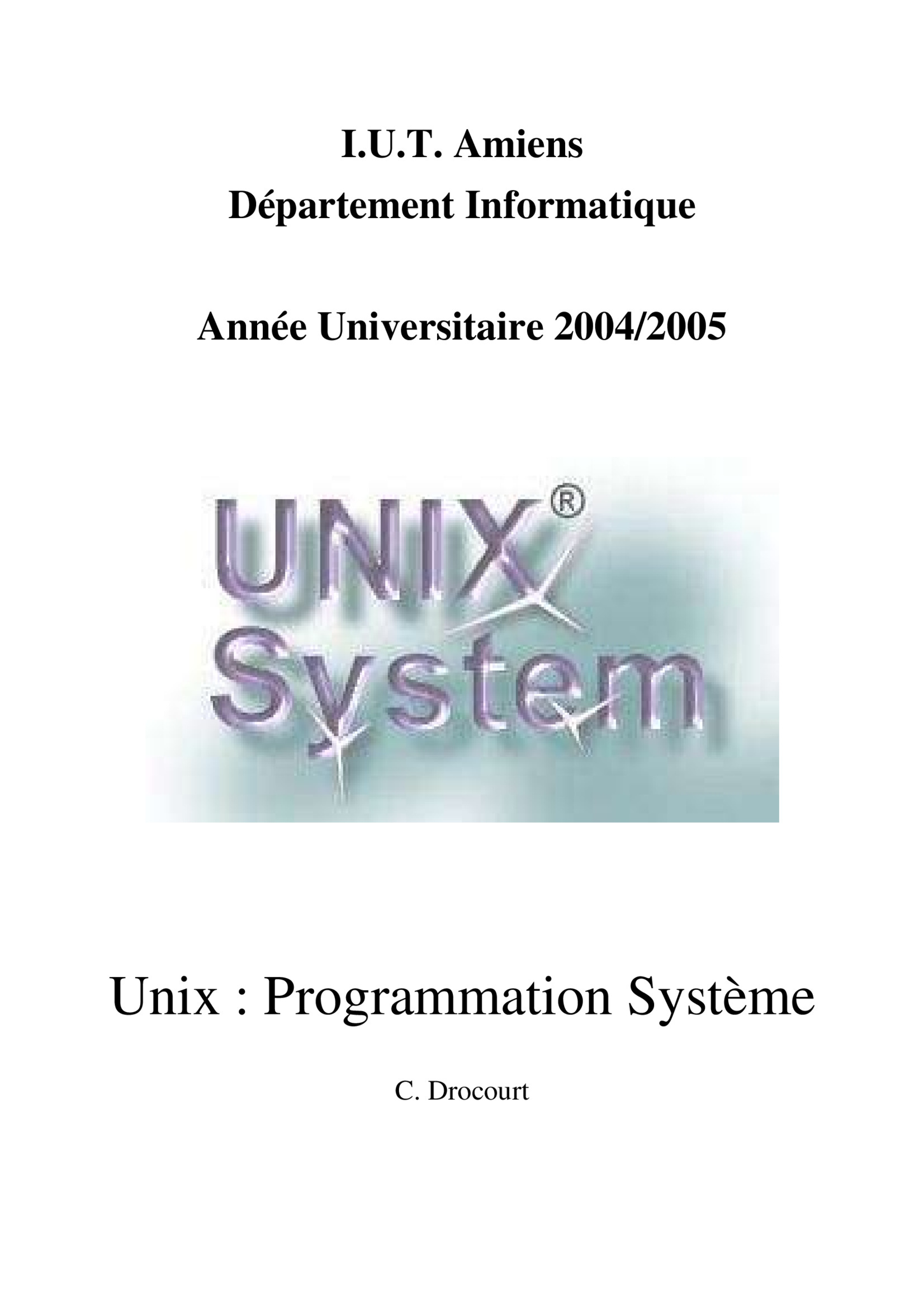 Programmation Système Unix PDF Gratuit - Cours Complet