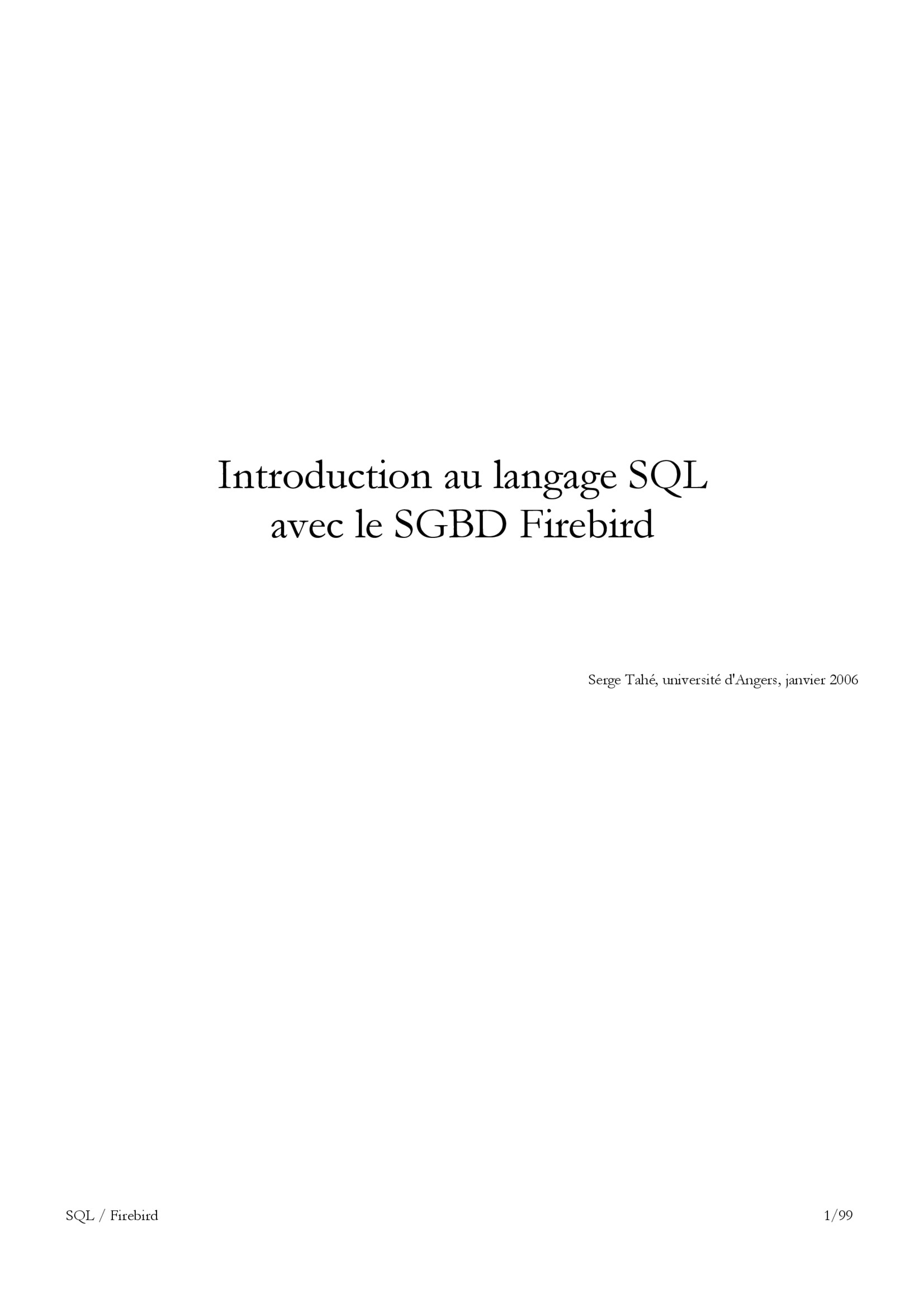 Aperçu : SQL avec Firebird