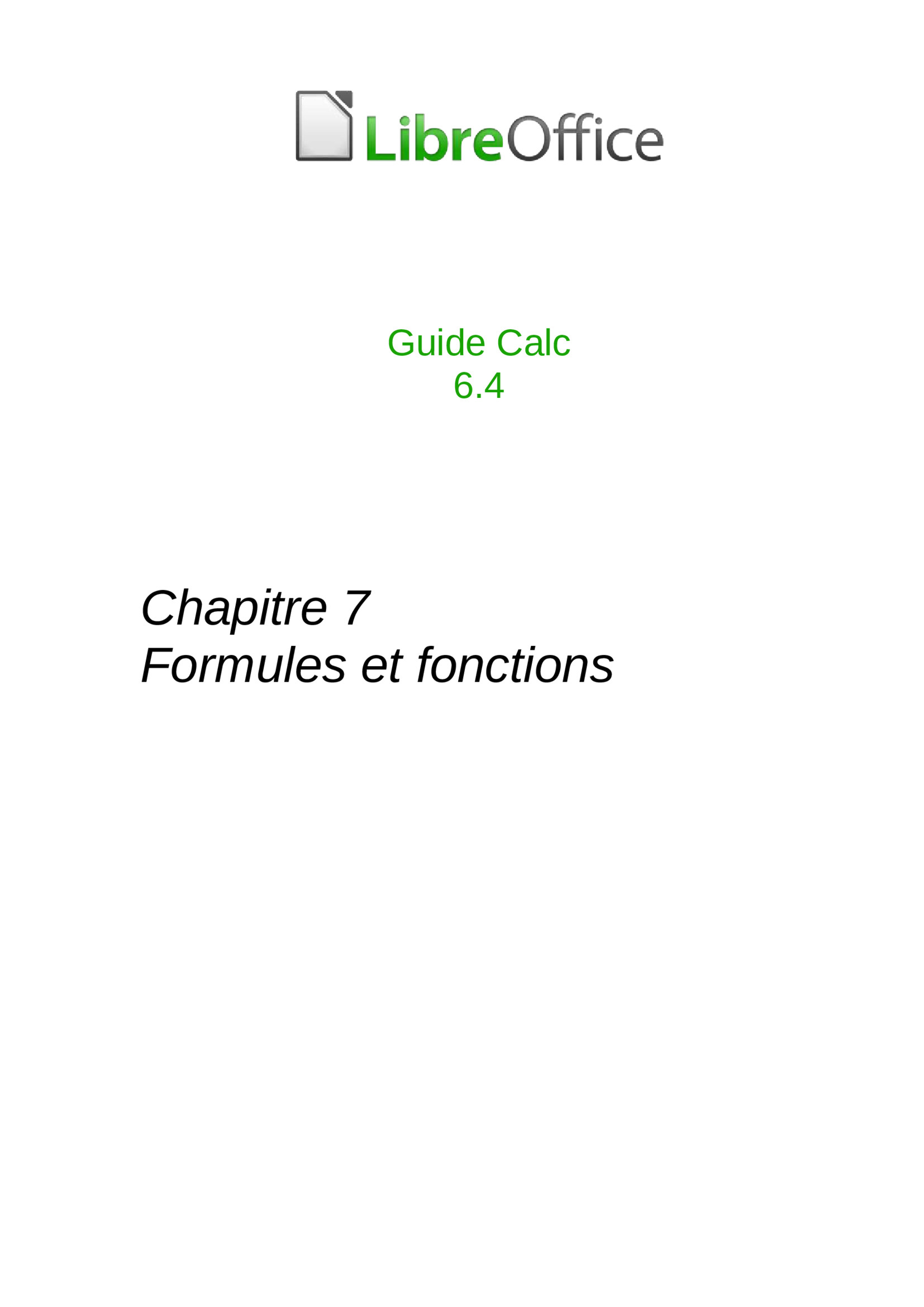 Aperçu : Guide Calc 6.4 : Formules et Fonctions