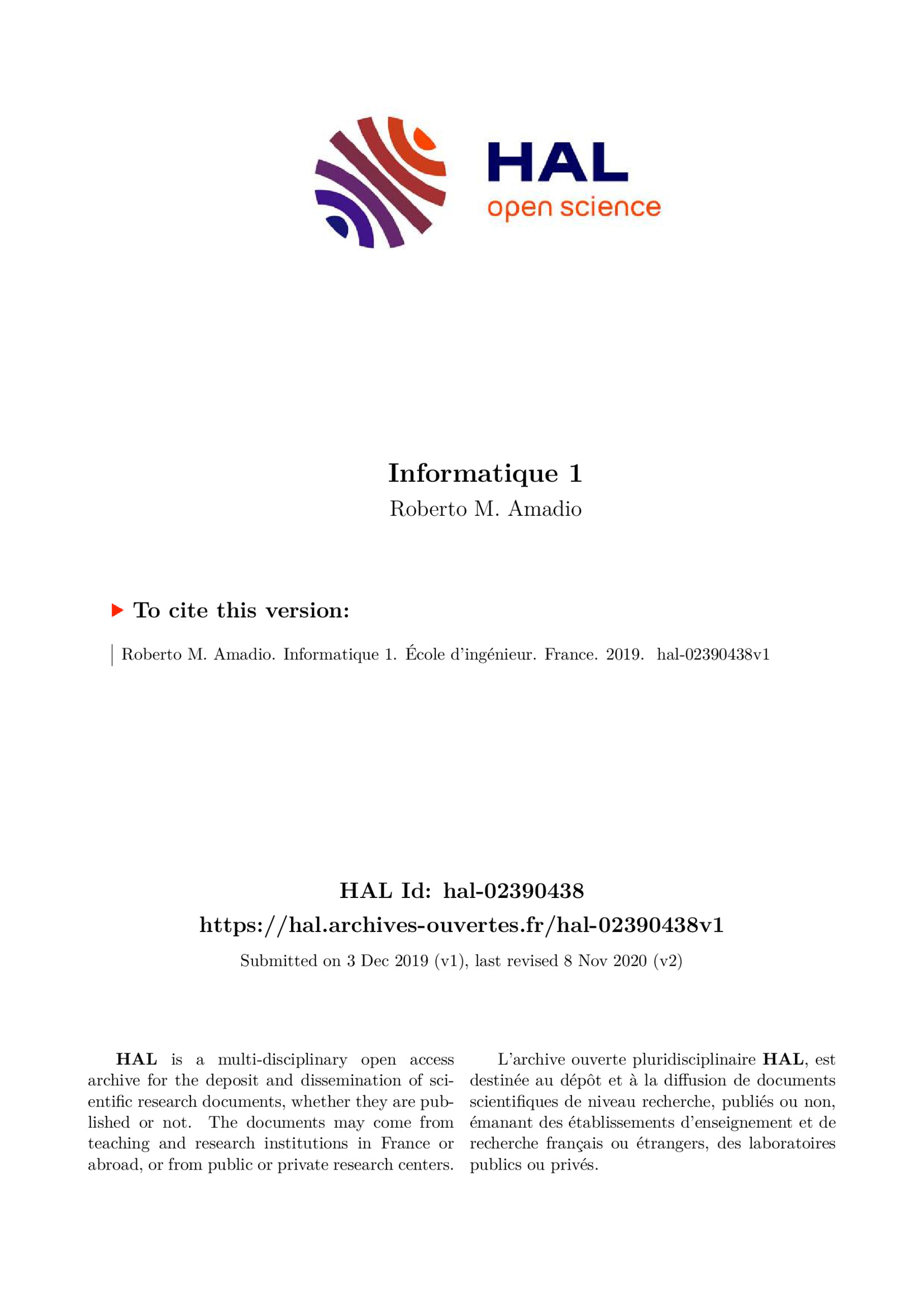 Aperçu : Informatique 1 (CPUGE, première année)