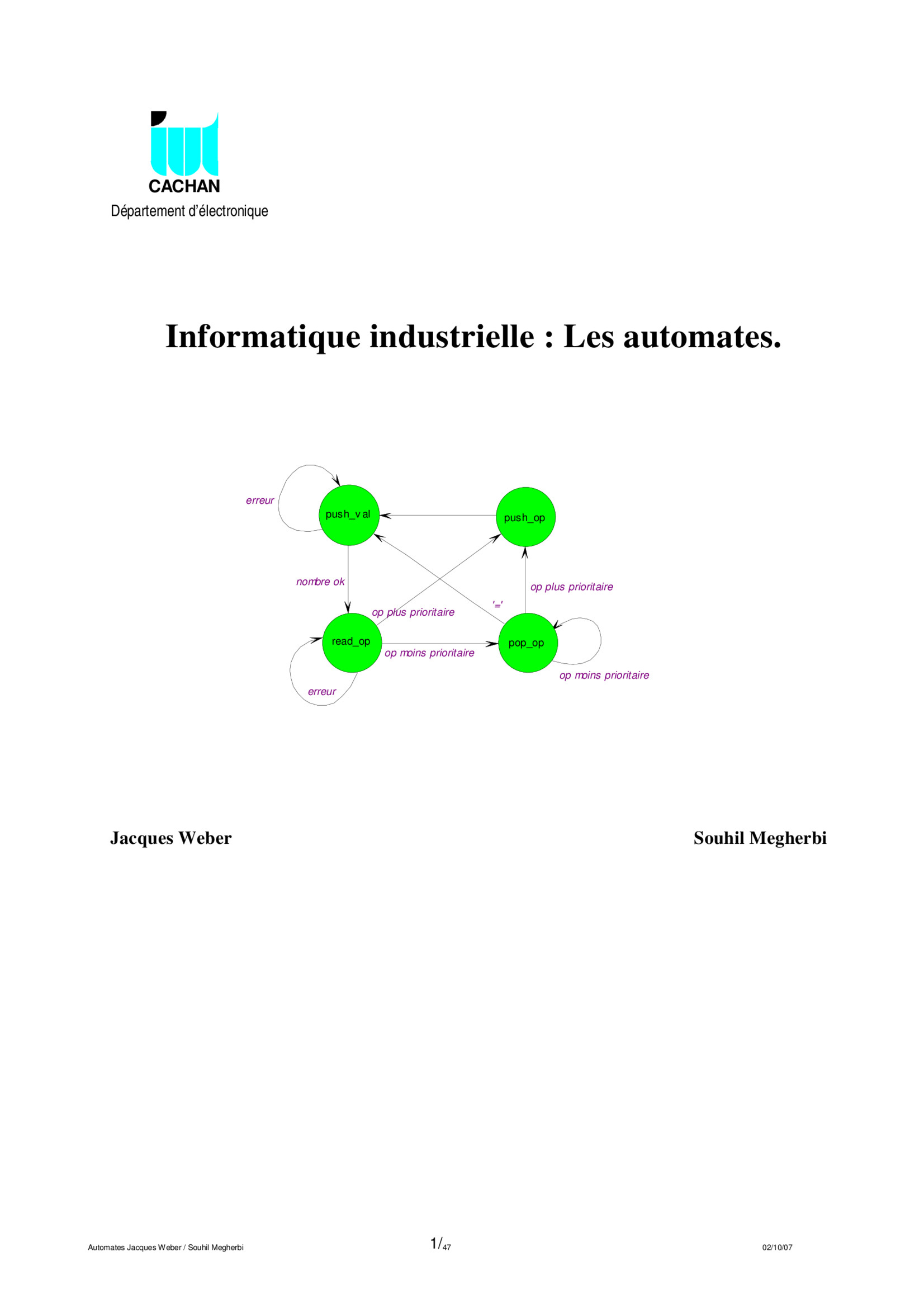 Aperçu : Informatique industrielle : Les automates