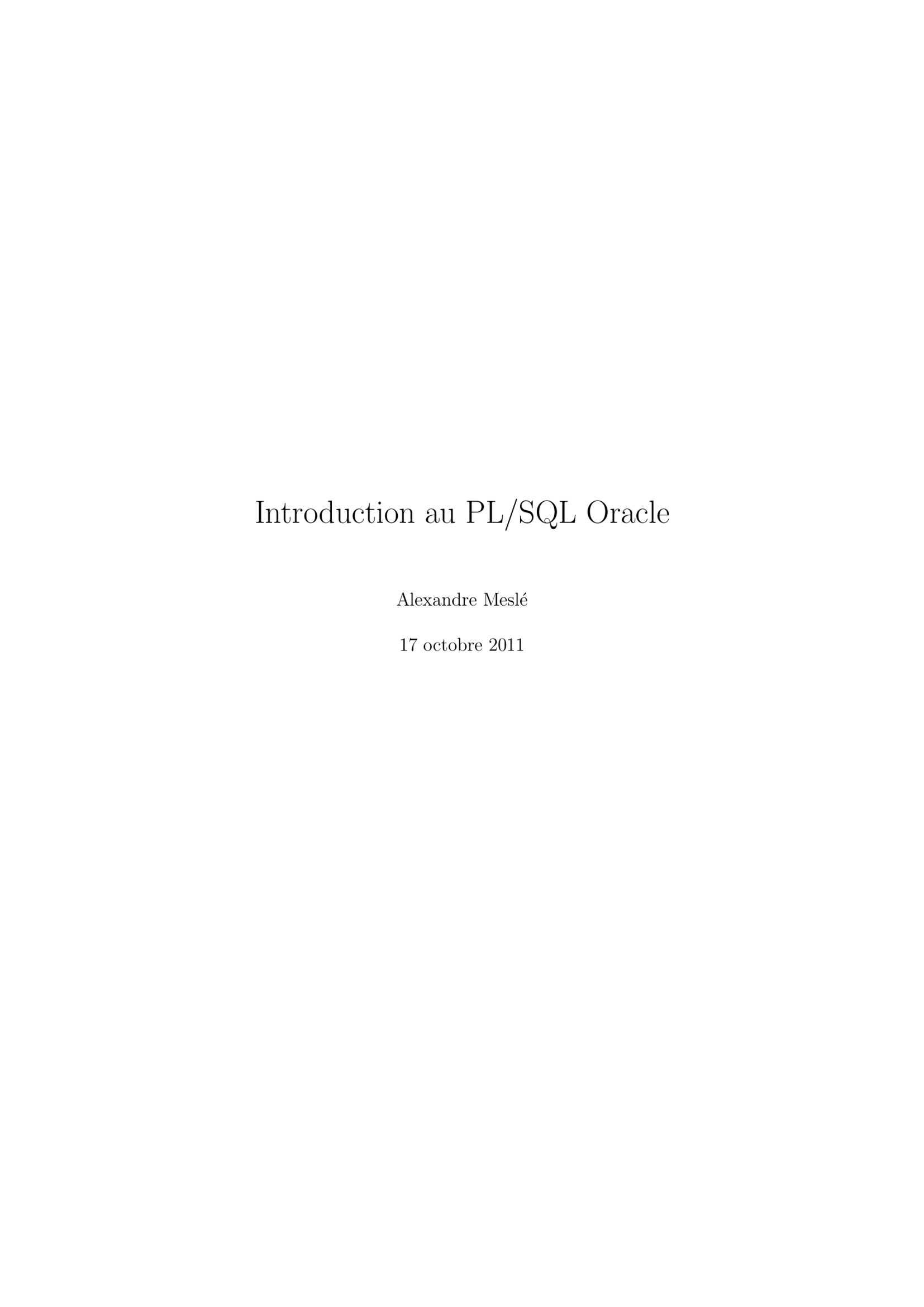 Aperçu : Introduction au PL/SQL Oracle