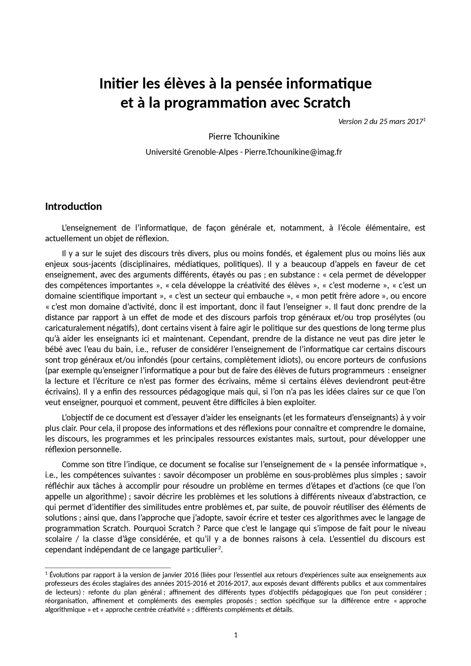 Aperçu : Initier les élèves à la programmation avec Scratch