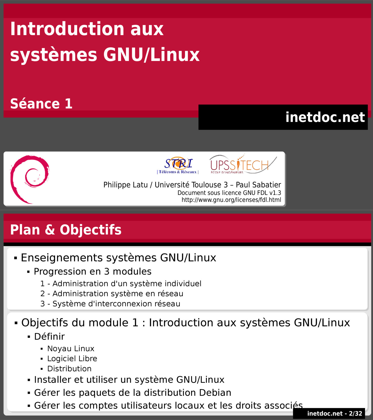 Aperçu : Introduction aux systèmes GNU/Linux - Séance 1