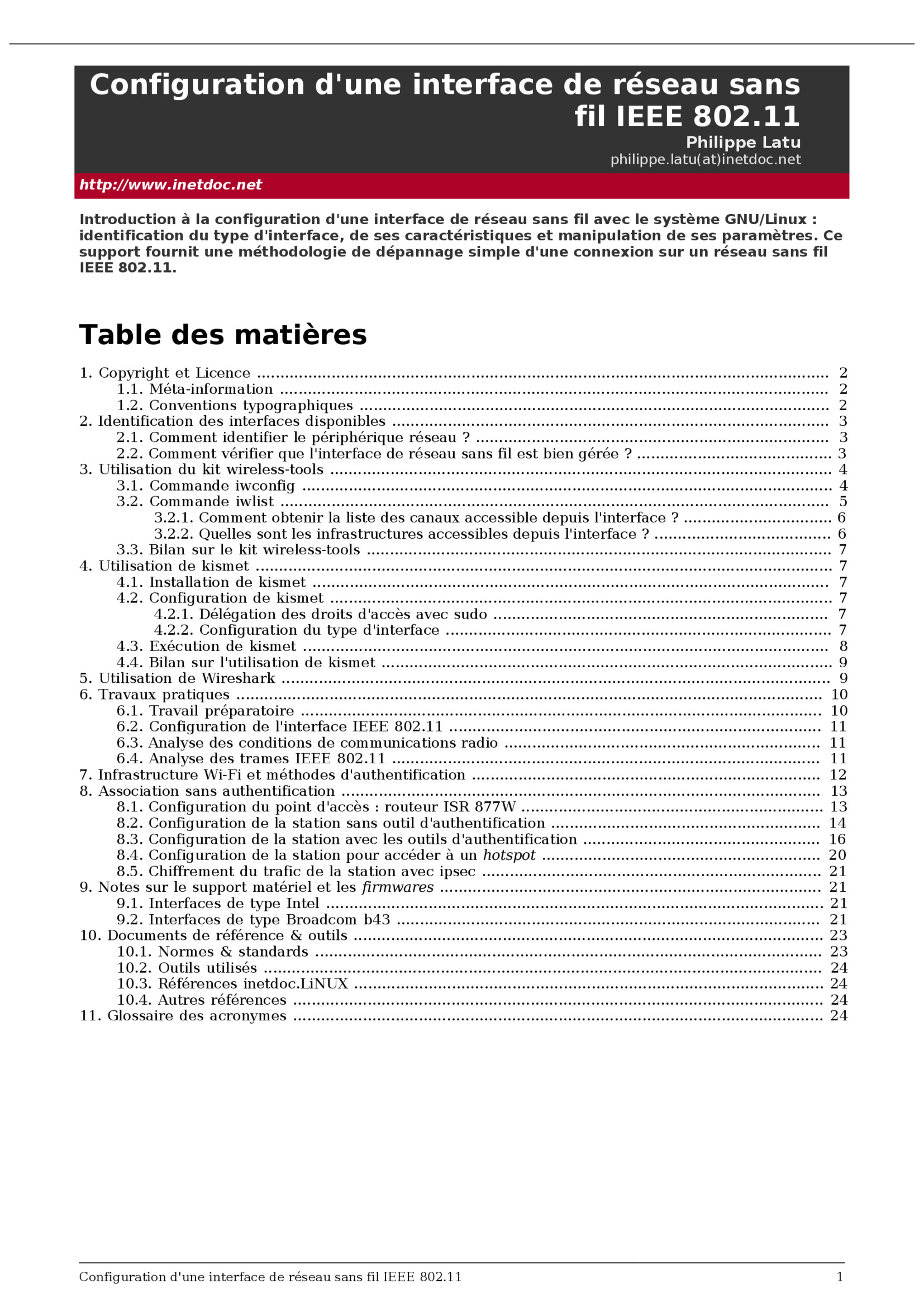 Aperçu : interface réseau sans fil IEEE 802.11