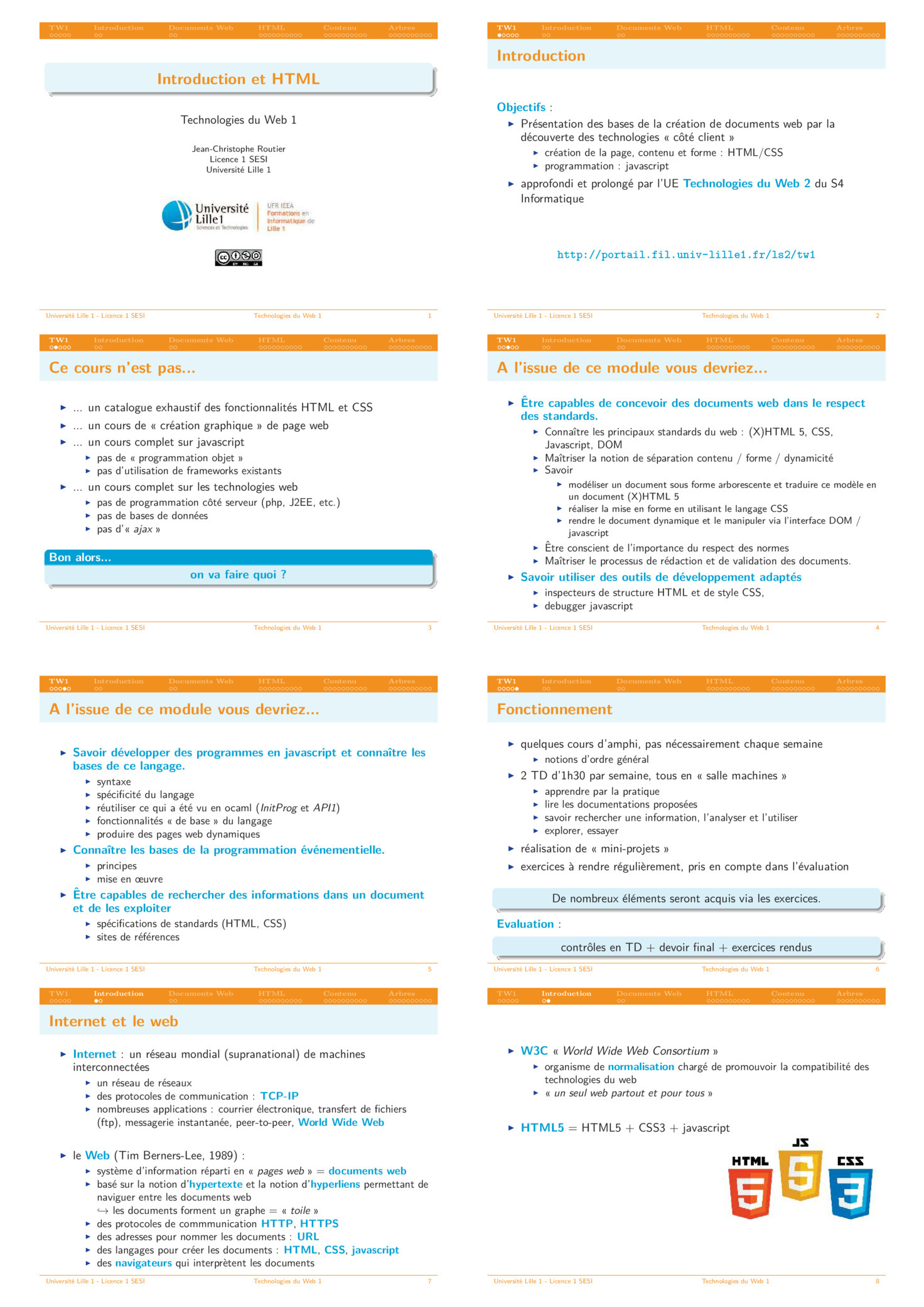 Cours Introduction HTML et DOM PDF Gratuit