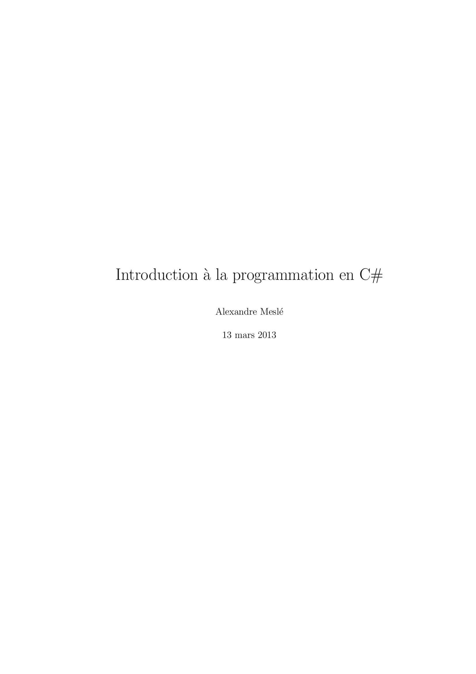 Aperçu : Introduction à la programmation en C#