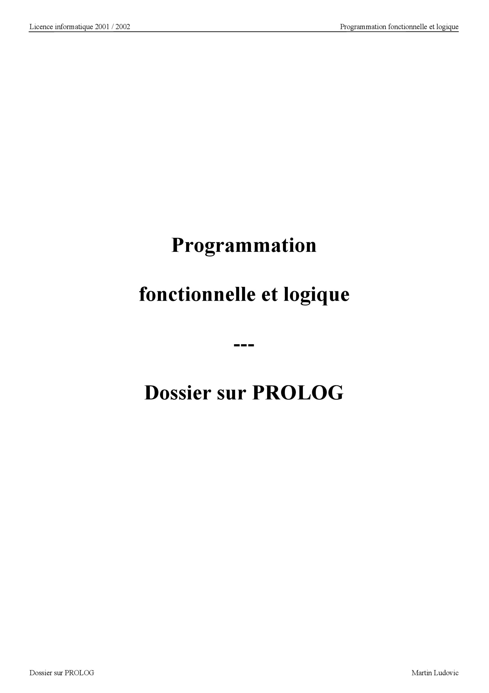 Aperçu : Langage Prolog