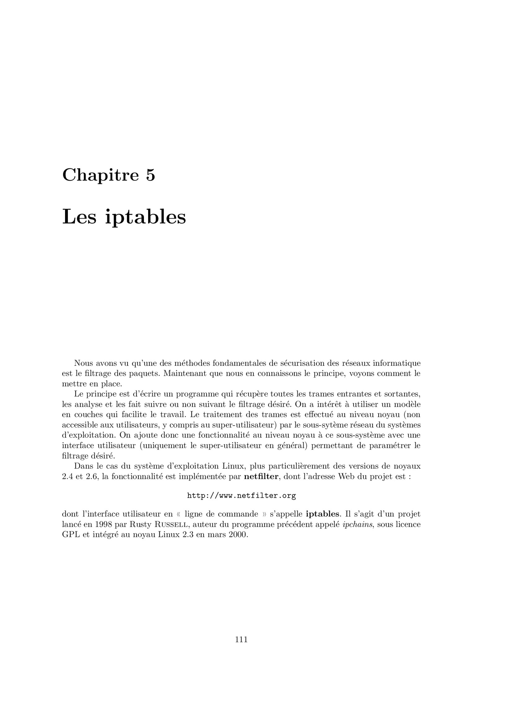 Aperçu : Les iptables