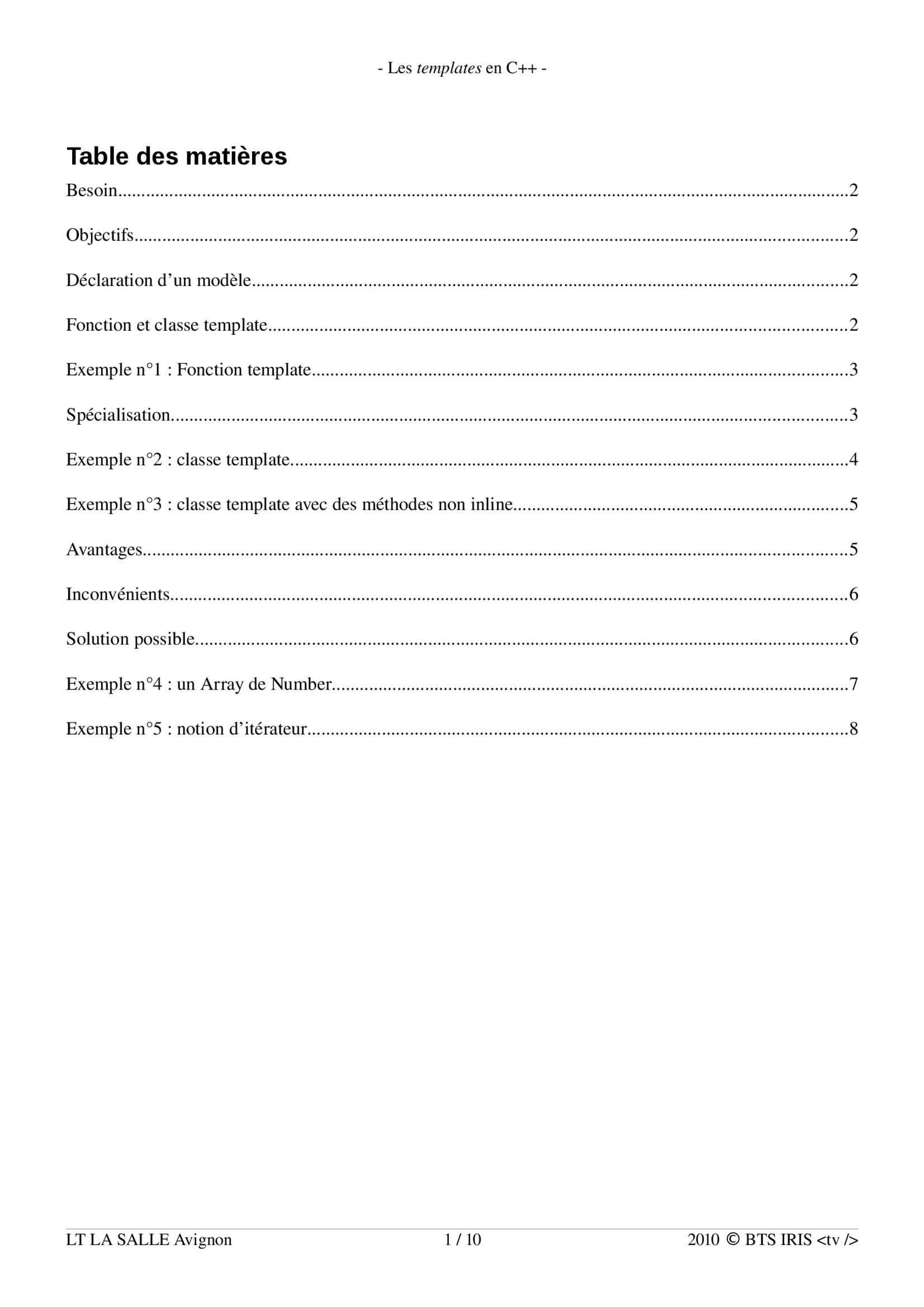 Aperçu : Les templates en C++