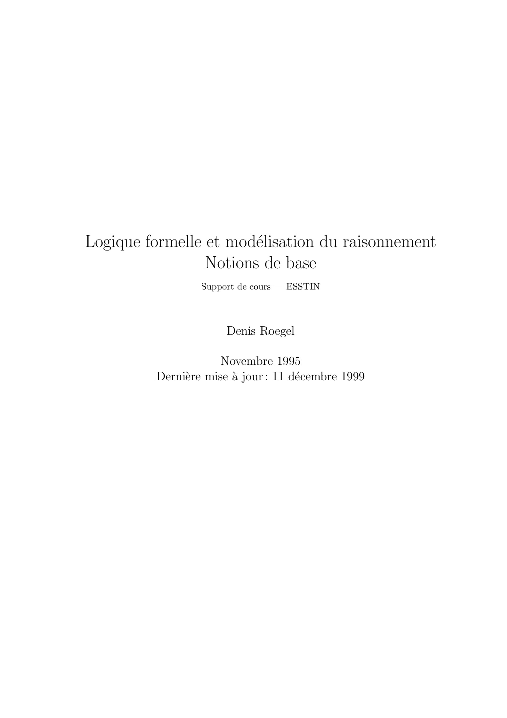 Aperçu du cours Cours Logique formelle et modélisation du raisonnement - PDF
