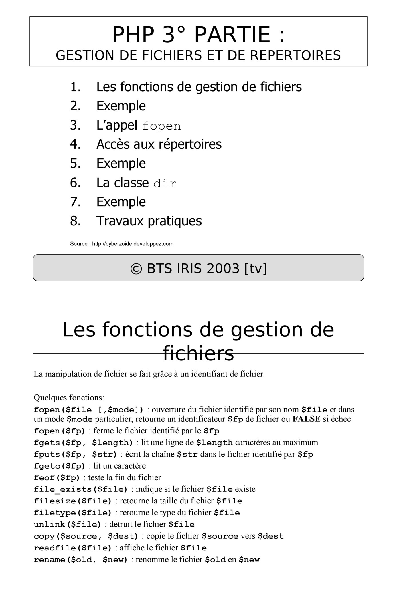 Aperçu : PHP : Fichiers et Répertoires
