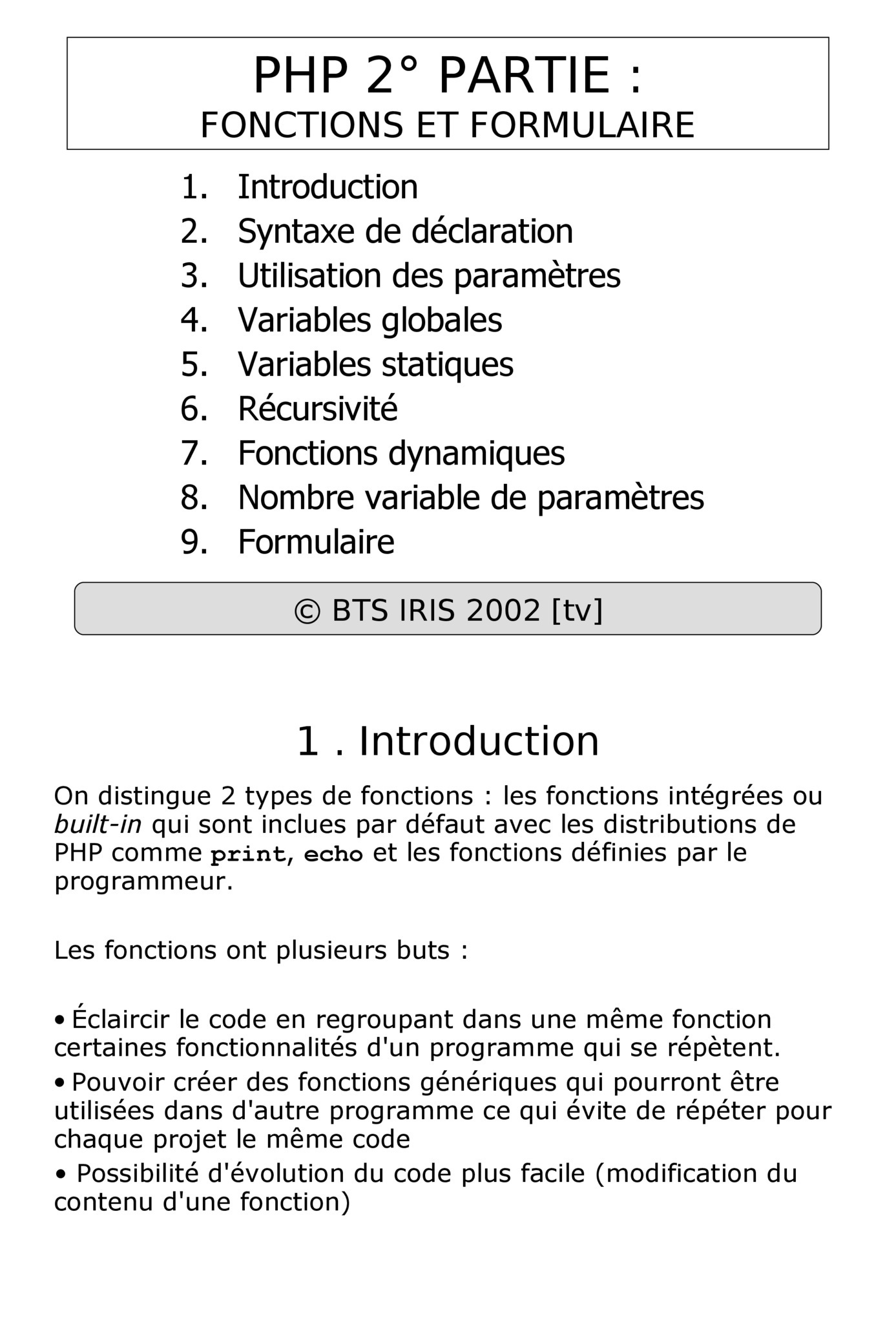 Aperçu : PHP : Fonctions et Formulaire