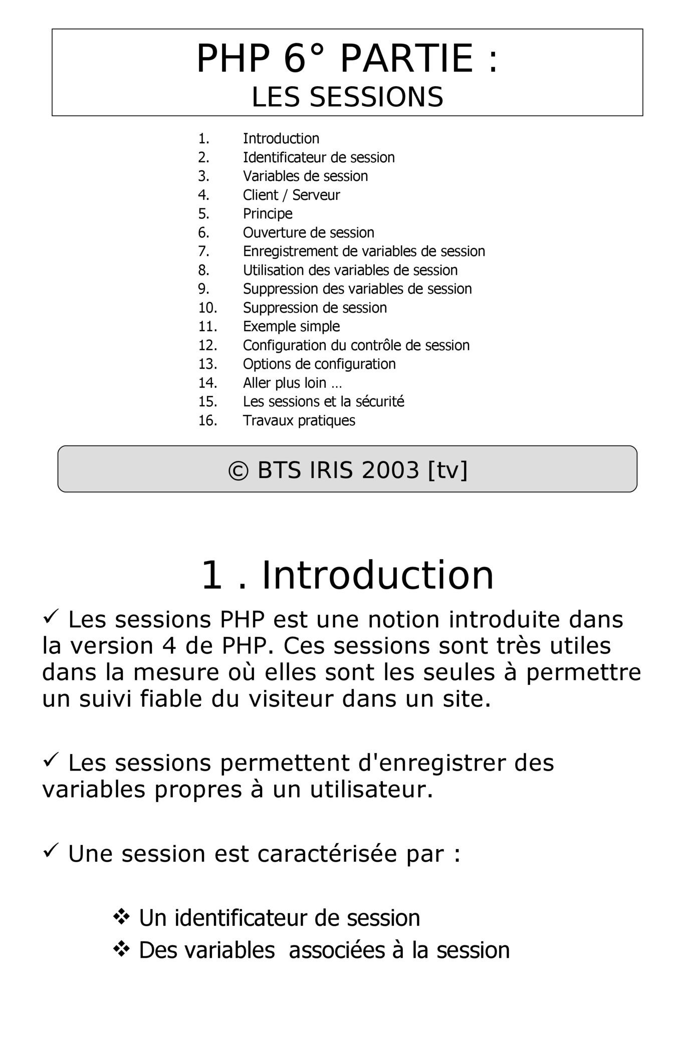 Aperçu : PHP : Les sessions