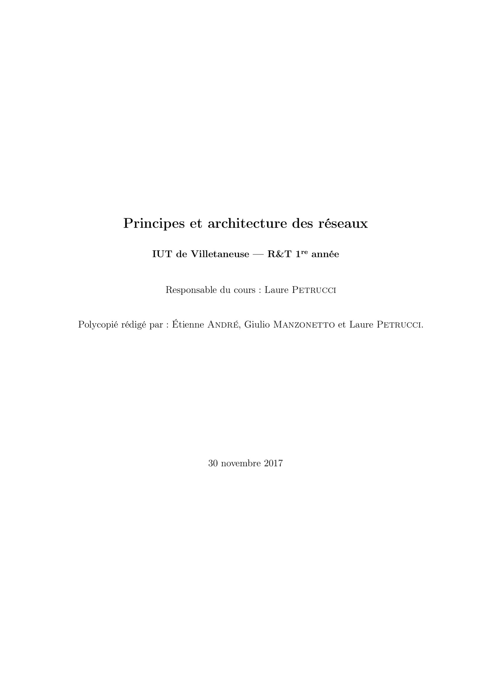 Aperçu : Principes et architecture des réseaux