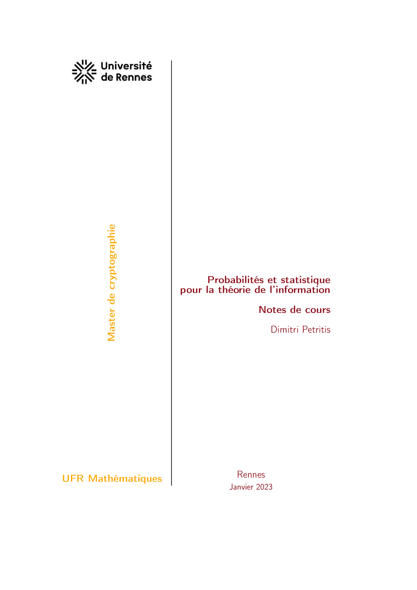 Aperçu : Probabilités pour la théorie de l'information