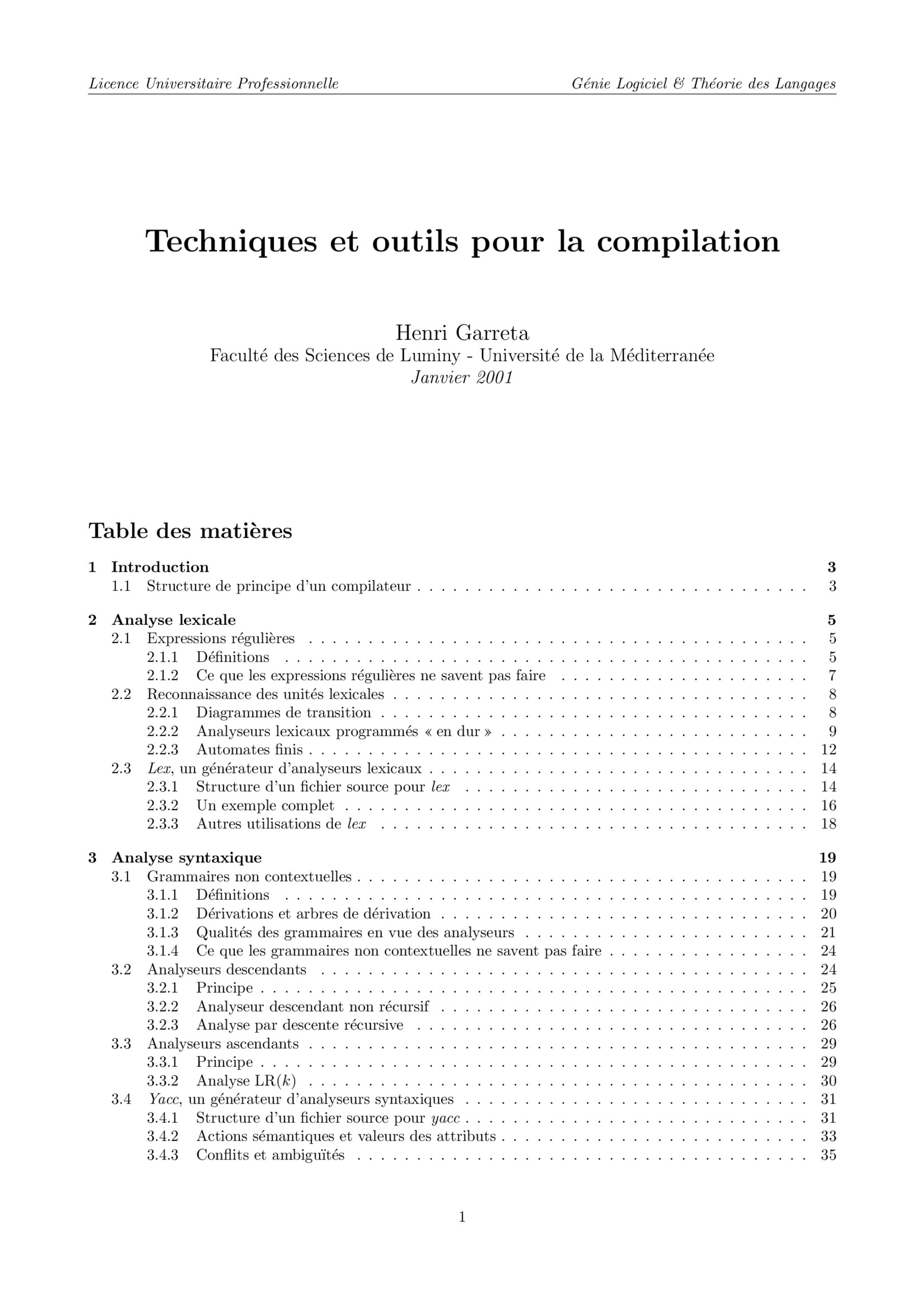Aperçu : Techniques et outils pour la compilation