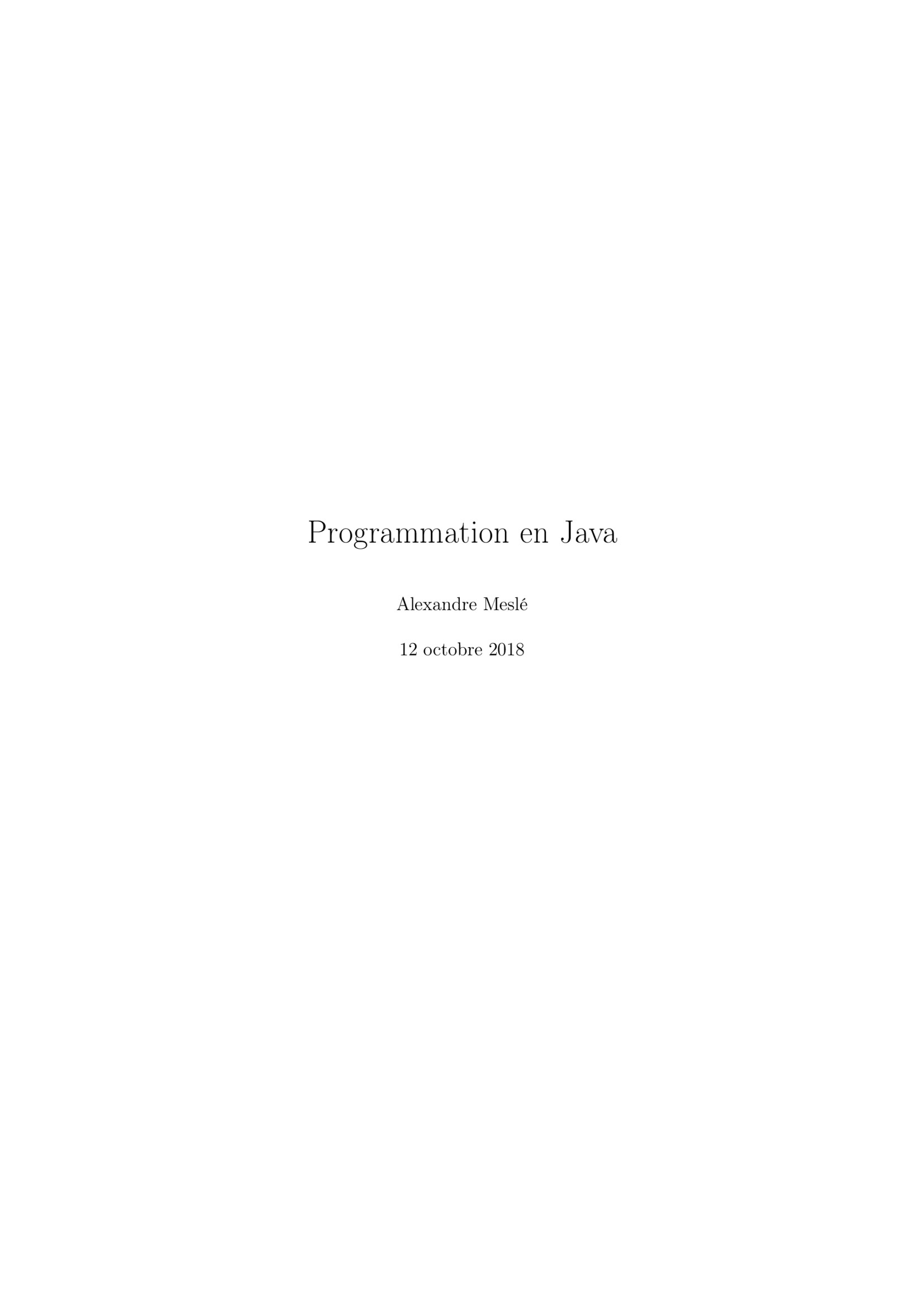 Programmation en Java et Exercices PDF : POO, JDBC et Hibernate