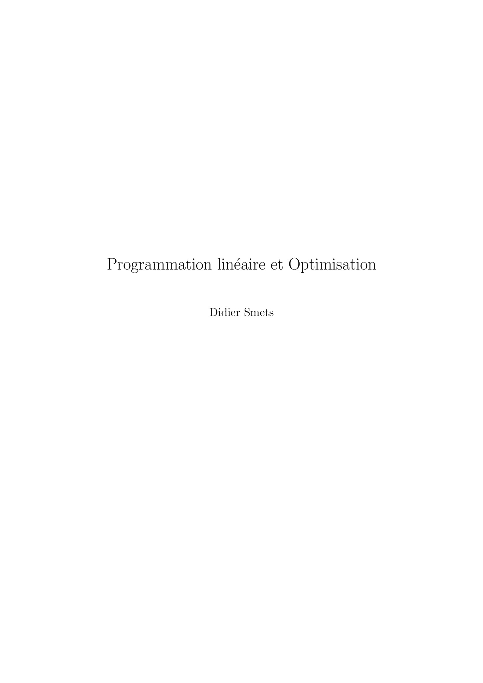 Aperçu : Programmation linéaire et Optimisation