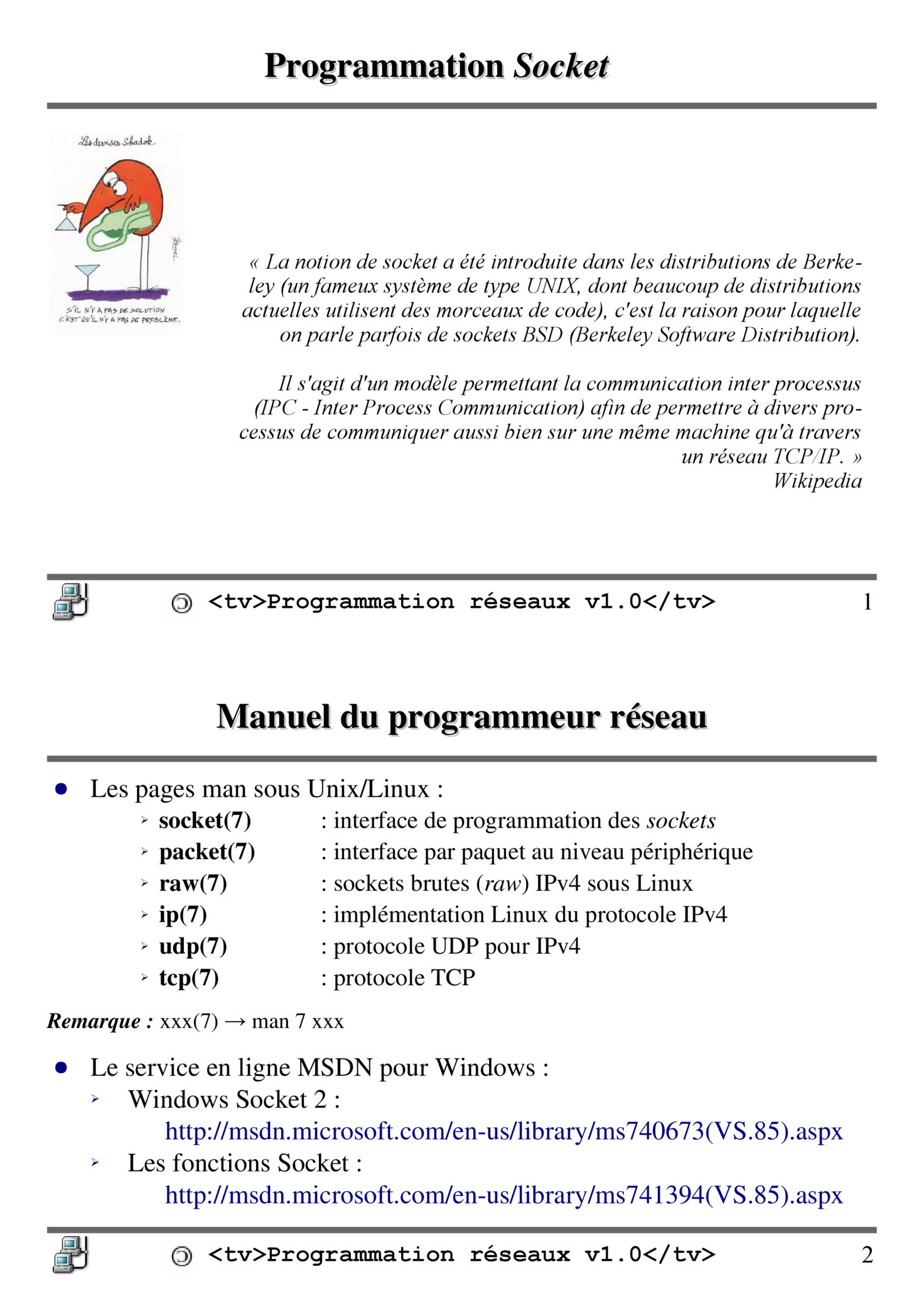 Aperçu : Programmation Socket