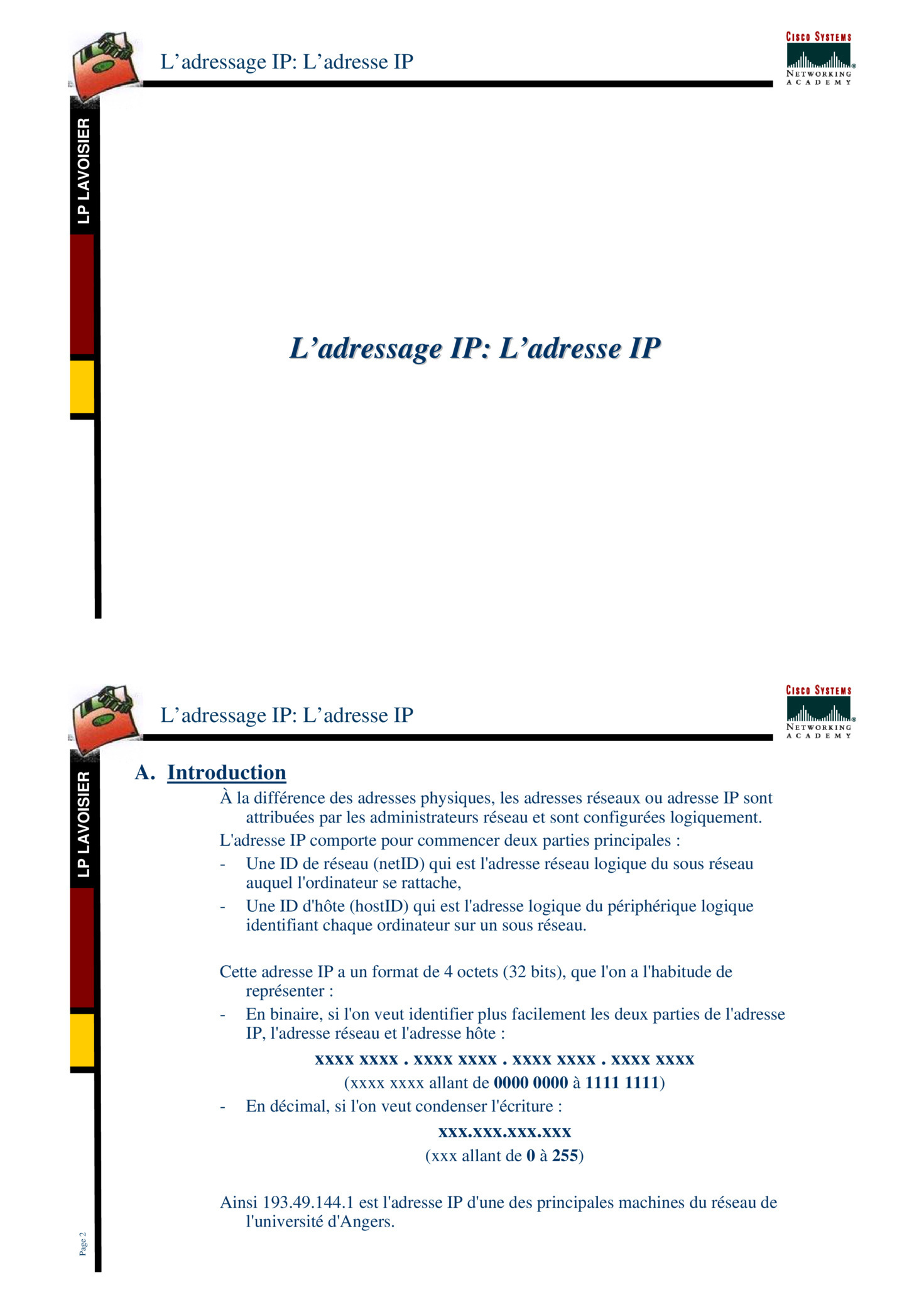 Aperçu : Adressage IP