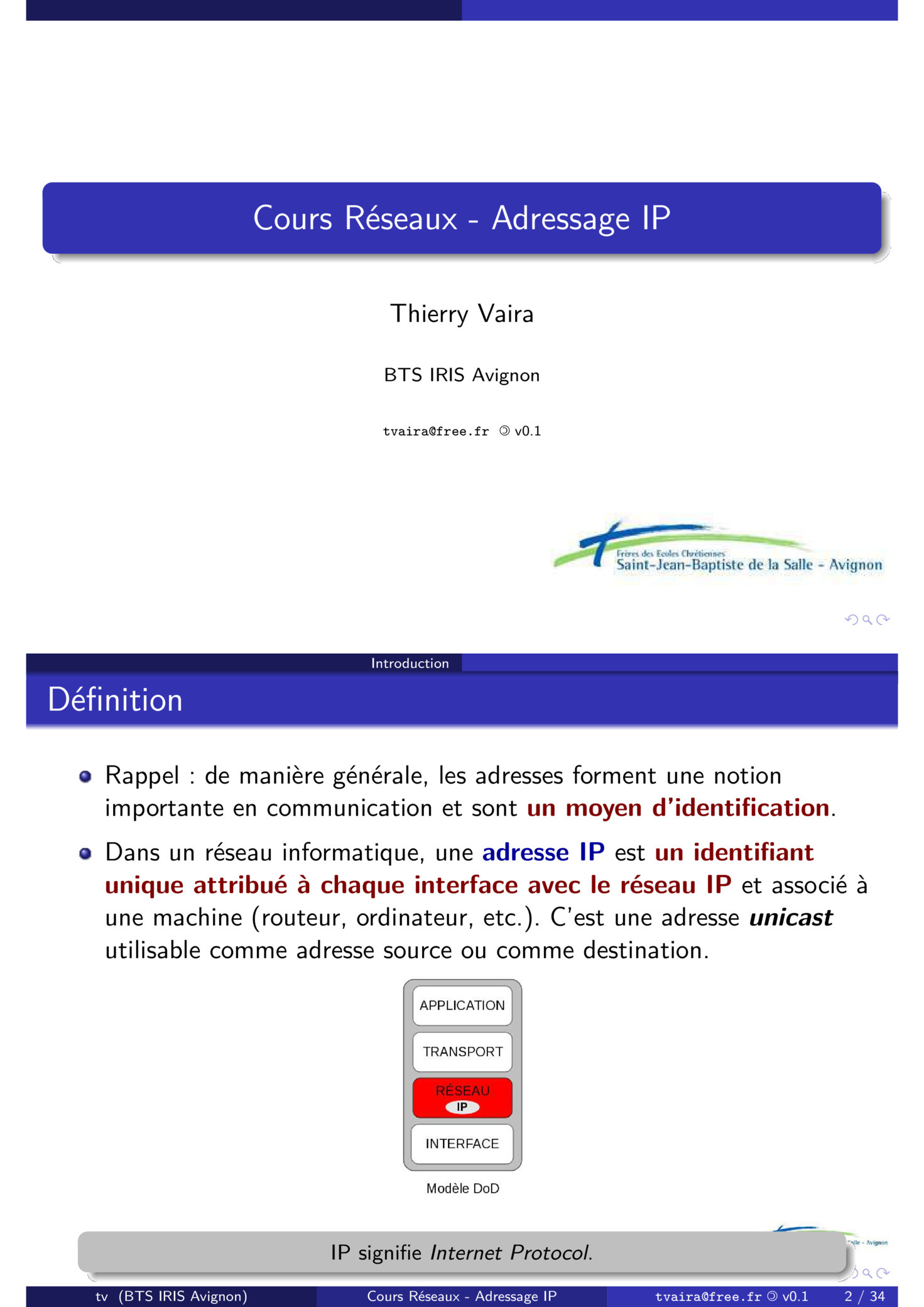 Aperçu : Cours Réseaux - Adressage IP