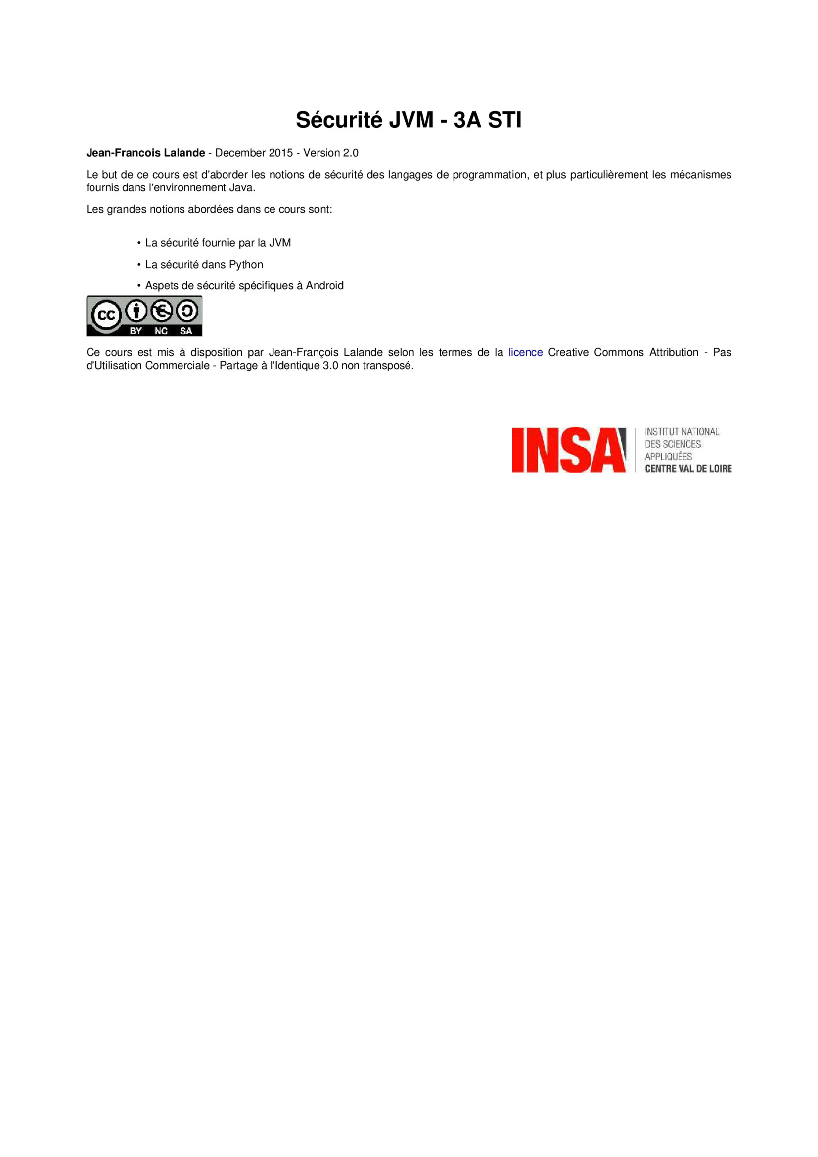 Aperçu : Sécurité JVM